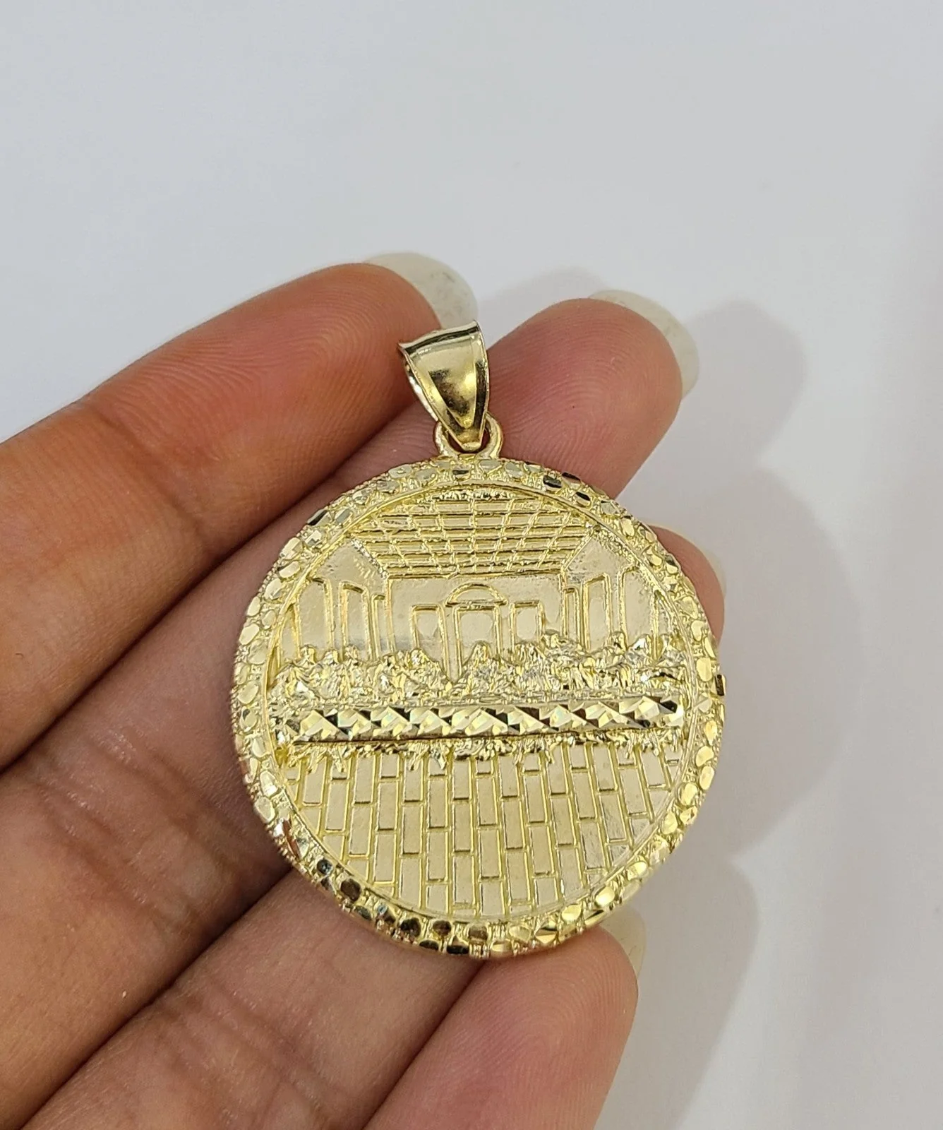 Real 10k Last Supper Charm Pendant Men Women 10kt Yellow Gold