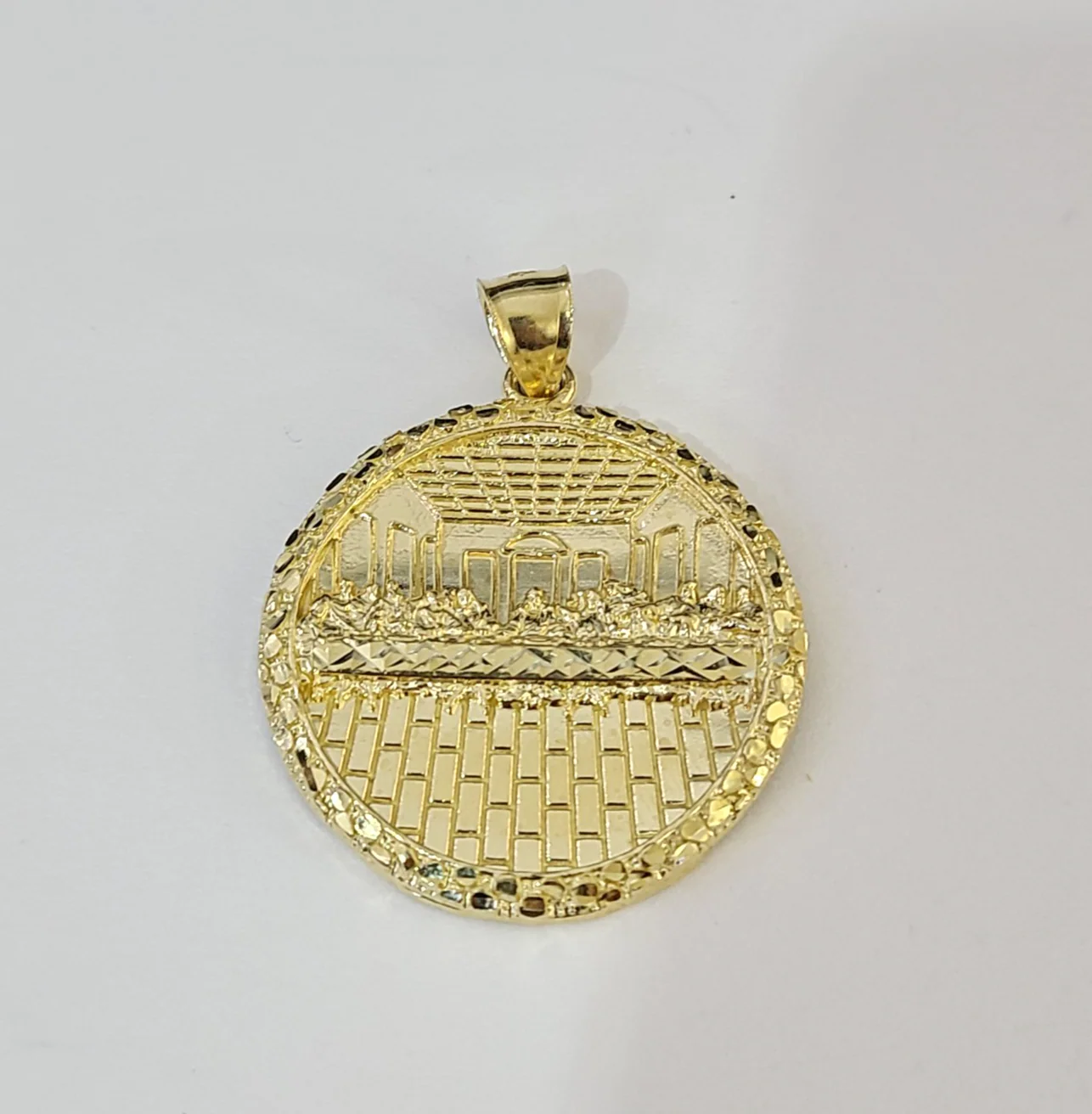 Real 10k Last Supper Charm Pendant Men Women 10kt Yellow Gold - Image 3