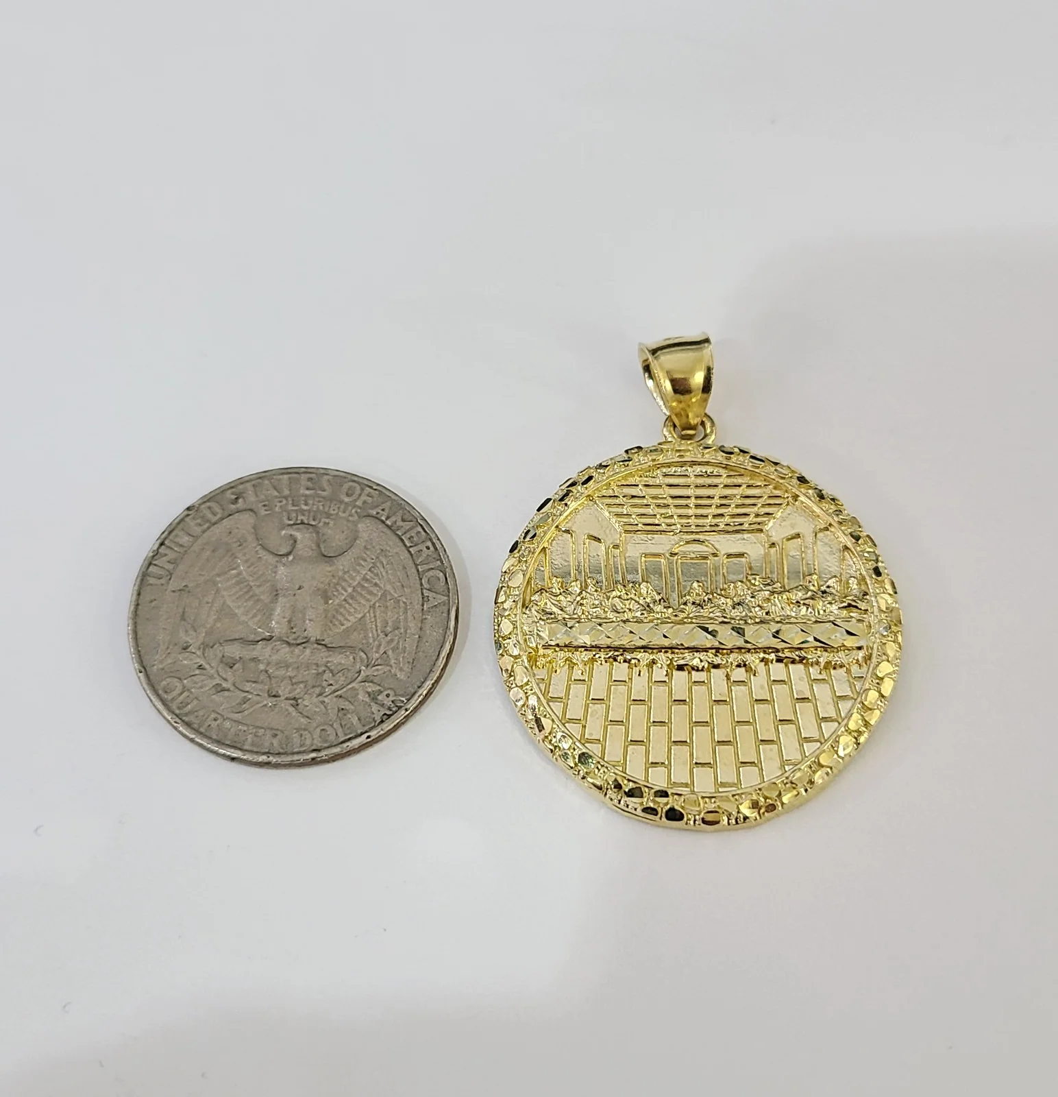 Real 10k Last Supper Charm Pendant Men Women 10kt Yellow Gold - Image 4