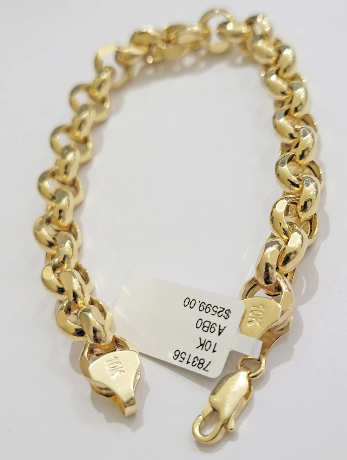 Real 10k Bracelet Rolo 8mm Circle Link 8" Inch Long Men &  Women 10K Yellow Gold - Image 5