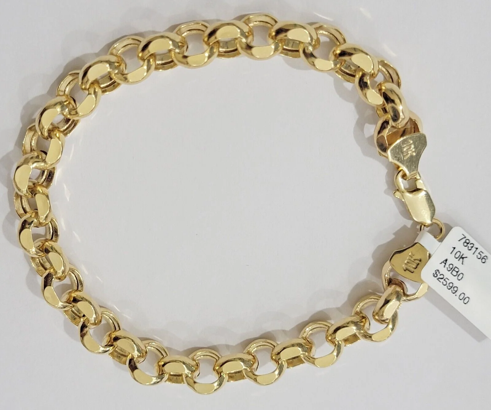 Real 10k Bracelet Rolo 8mm Circle Link 9" Inch Long Men &  Women 10K Yellow Gold - Image 4