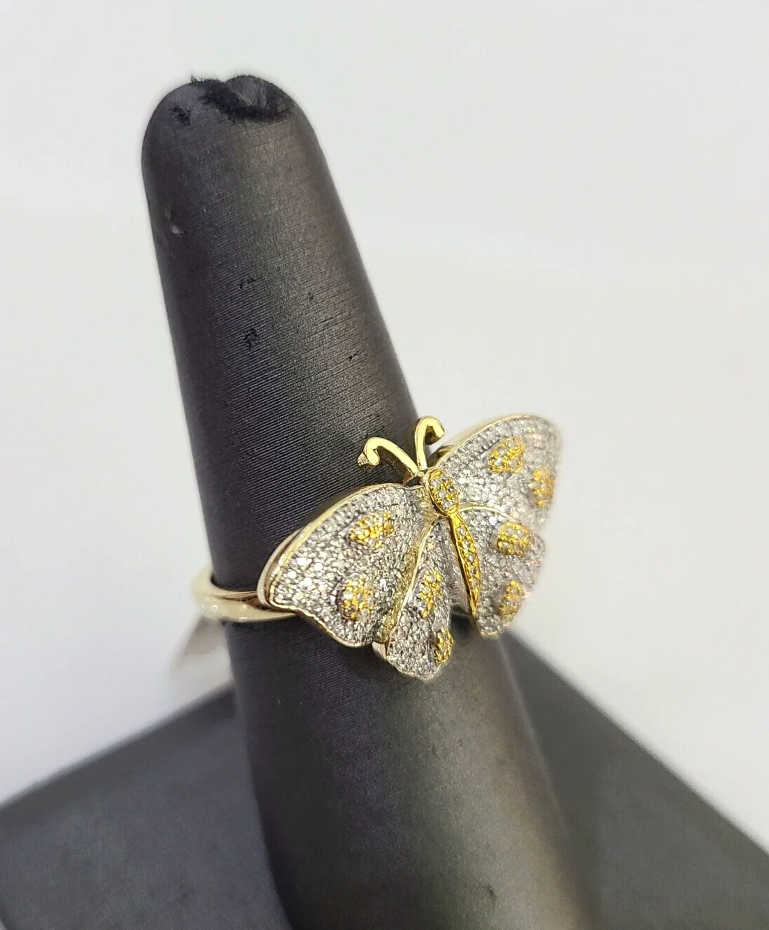 Real 10k Butterfly Diamond Ladies Ring Women Casual 10Kt Yellow Gold All Sizes - Image 4