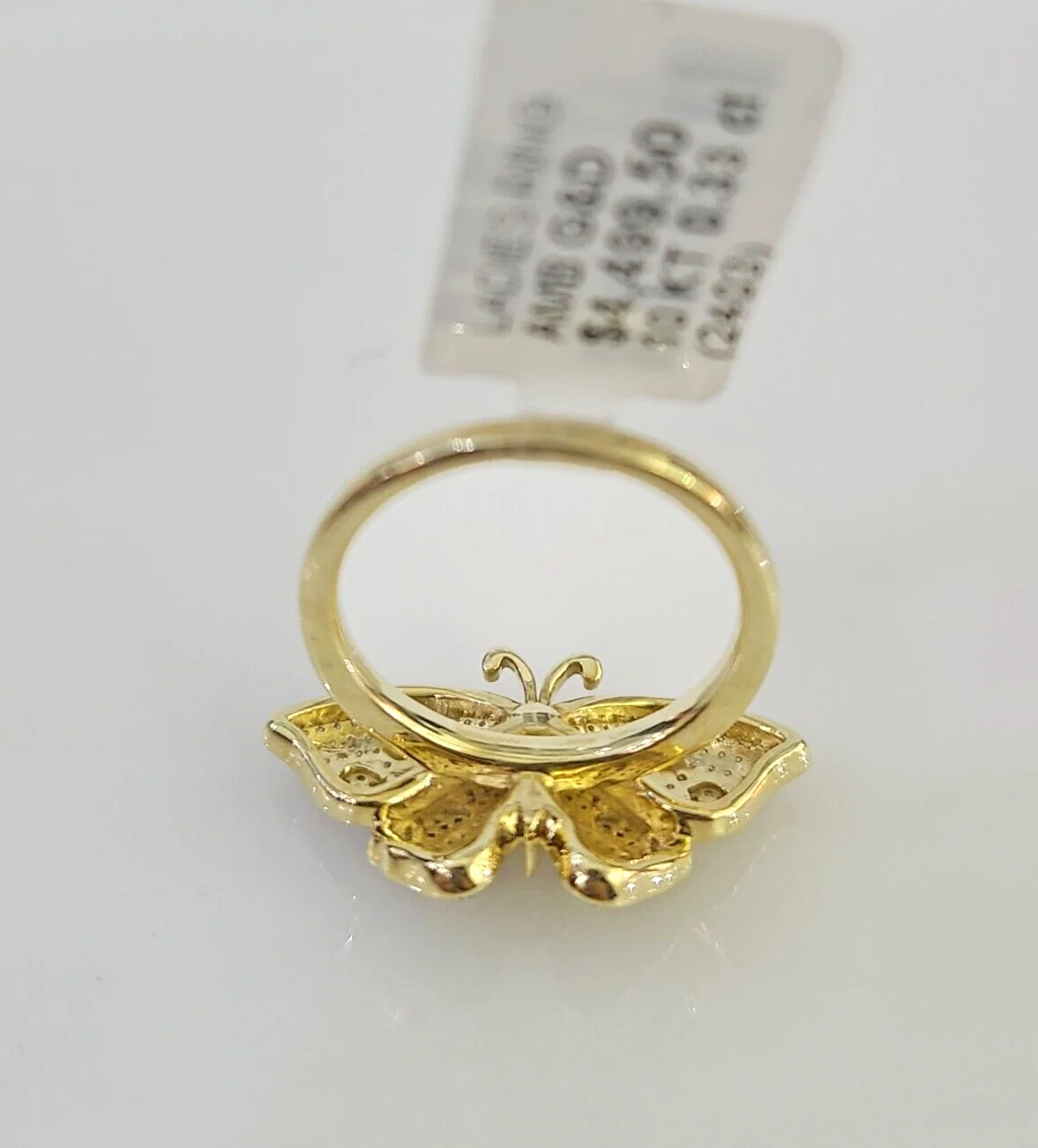 Real 10k Butterfly Diamond Ladies Ring Women Casual 10Kt Yellow Gold All Sizes - Image 2