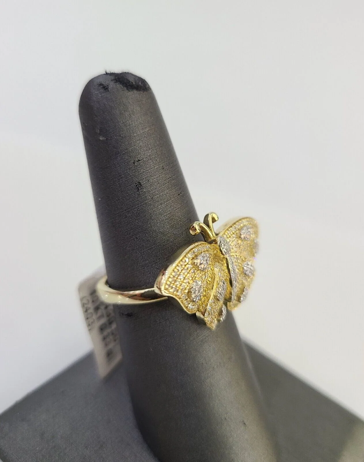 Real 10k Butterfly Diamond Ladies Ring Women Casual 10Kt Yellow Gold All Sizes - Image 5
