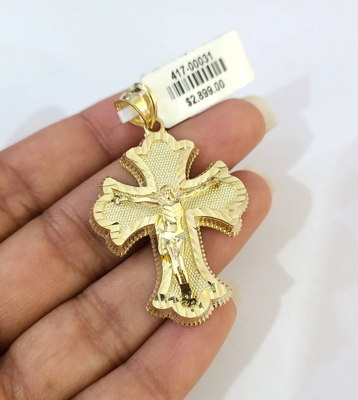 Real 10k Charm Pendant Christ Cross Crucifix Yellow Gold 10KT - Image 3