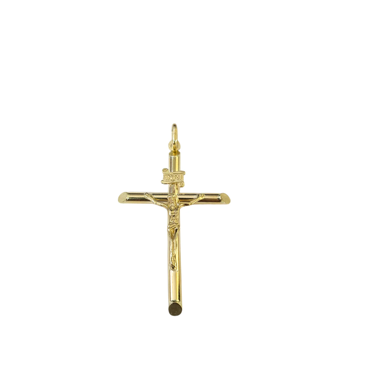 Real 10k Charm Pendant Christ Cross INRI Yellow Gold 10KT 2 inches