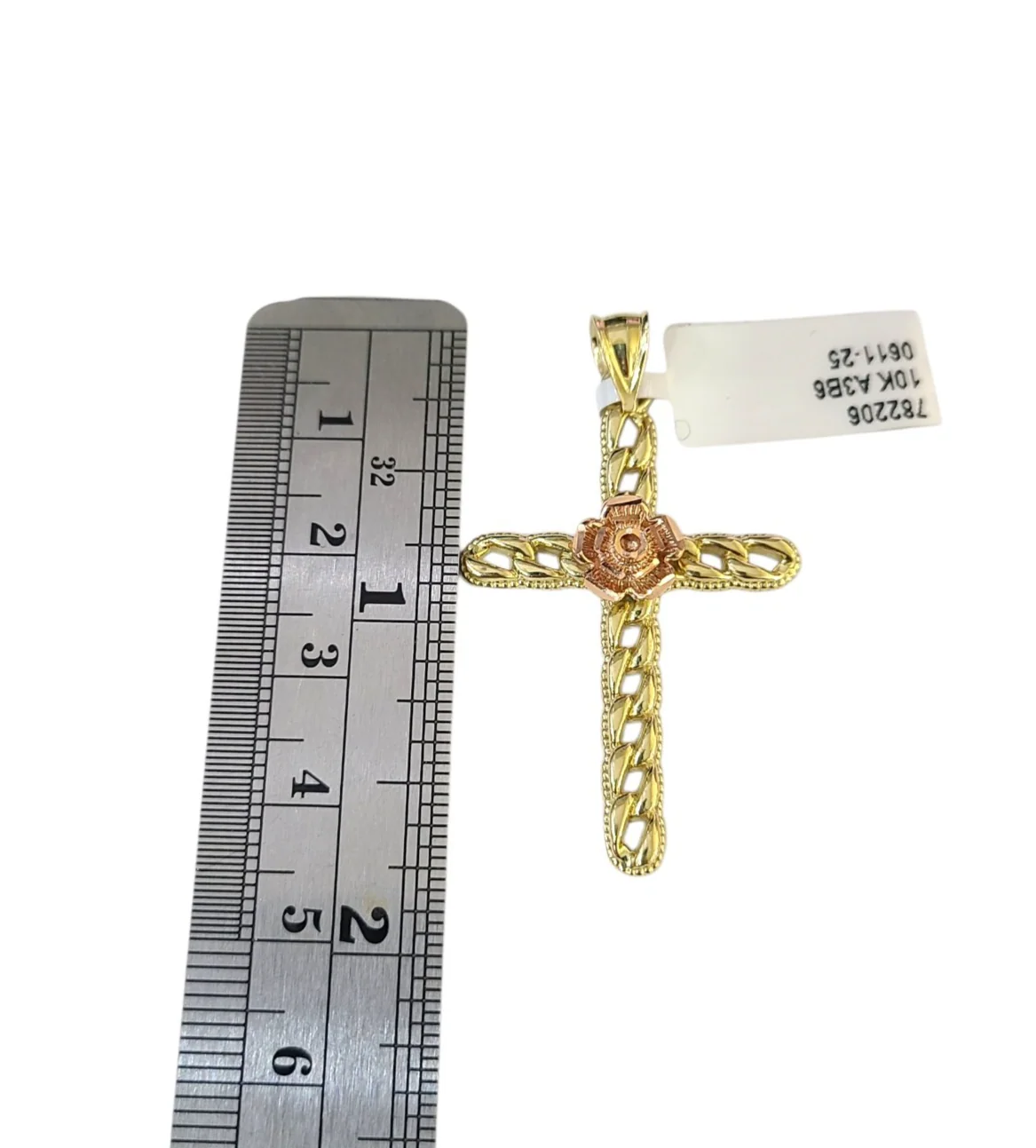 Real 10k Charm Pendant Christ Cross Rose Yellow Gold 10KT - Image 4
