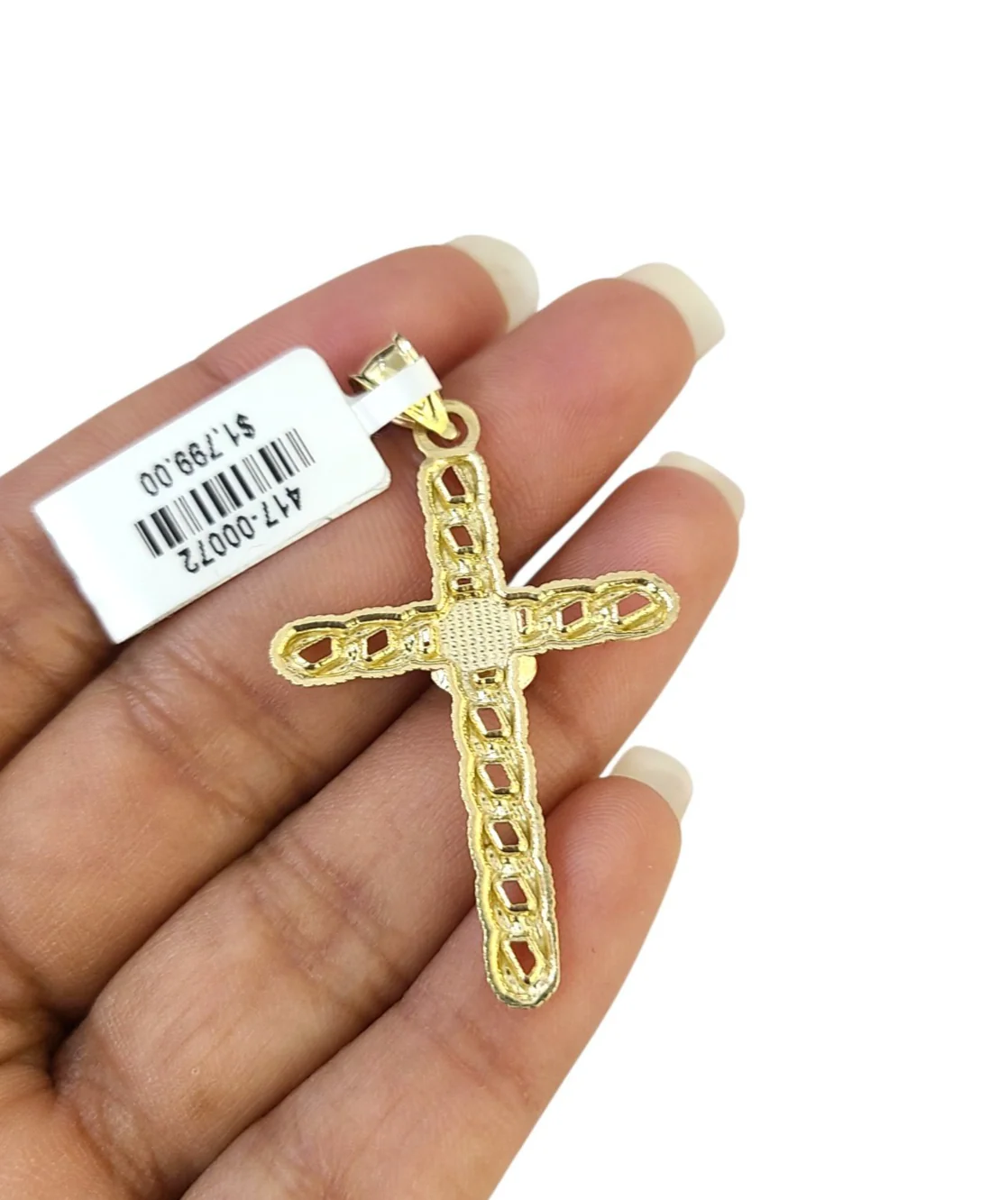 Real 10k Charm Pendant Christ Cross Rose Yellow Gold 10KT - Image 5