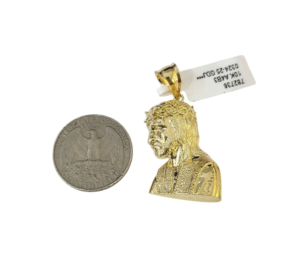 Real 10k Charm Pendant Christ Head Yellow Gold 10KT - Image 4