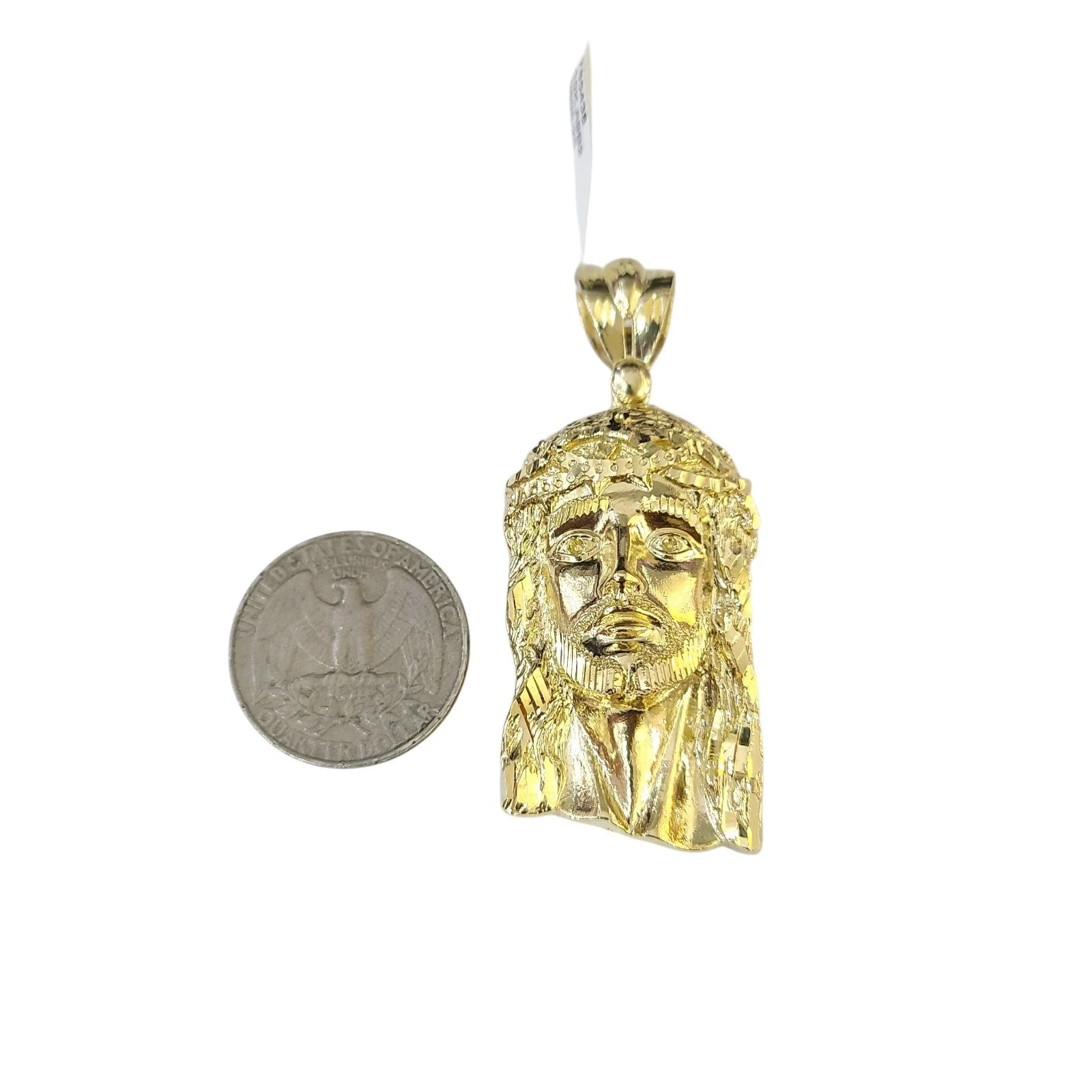 Real 10k Charm Pendant Religious Head Christ Yellow Gold 10KT - Image 2