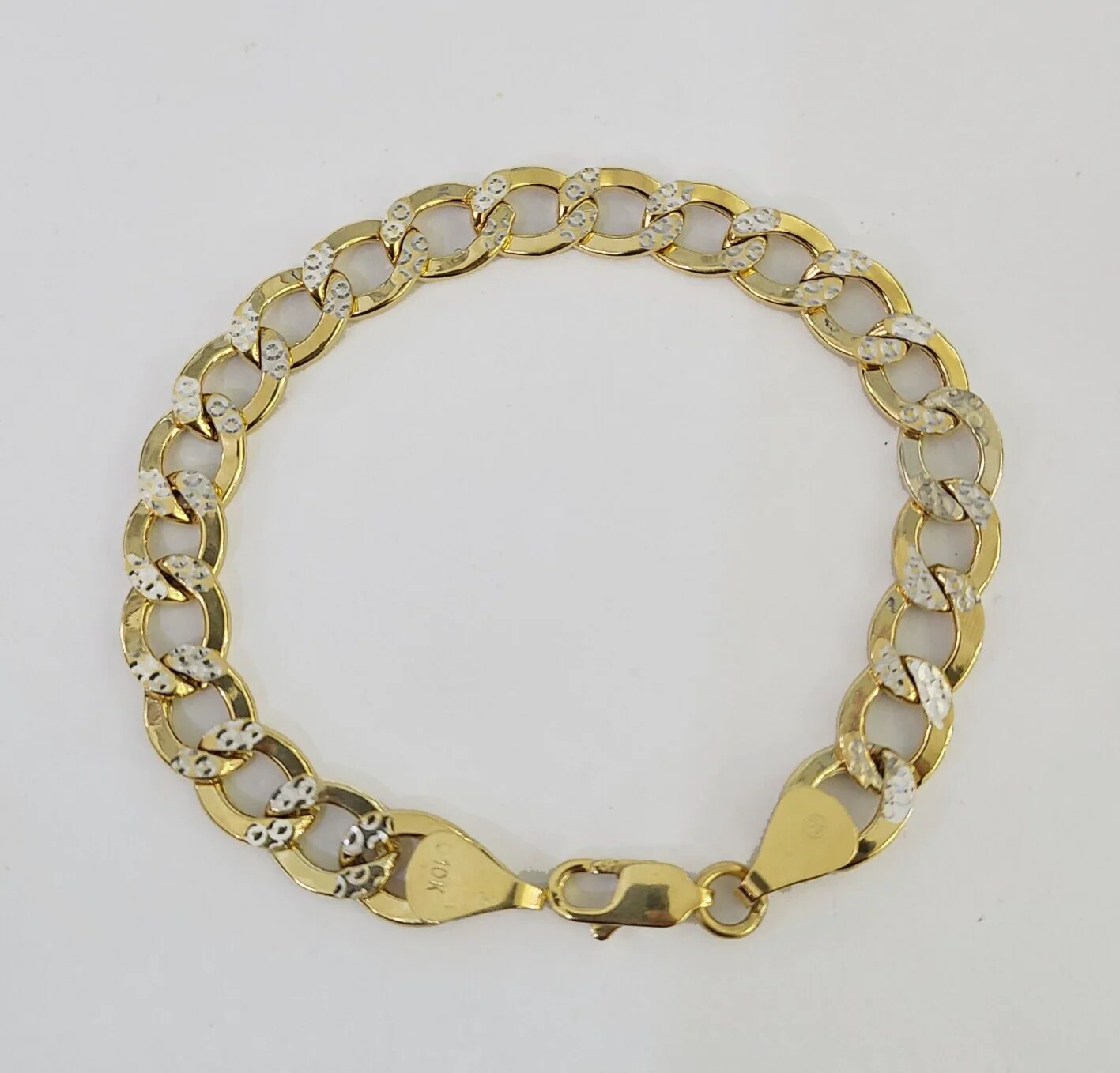 Real 10K Cuban Curb Link Bracelet Yellow Gold Diamond Cut 10mm 8" Inch - Image 6