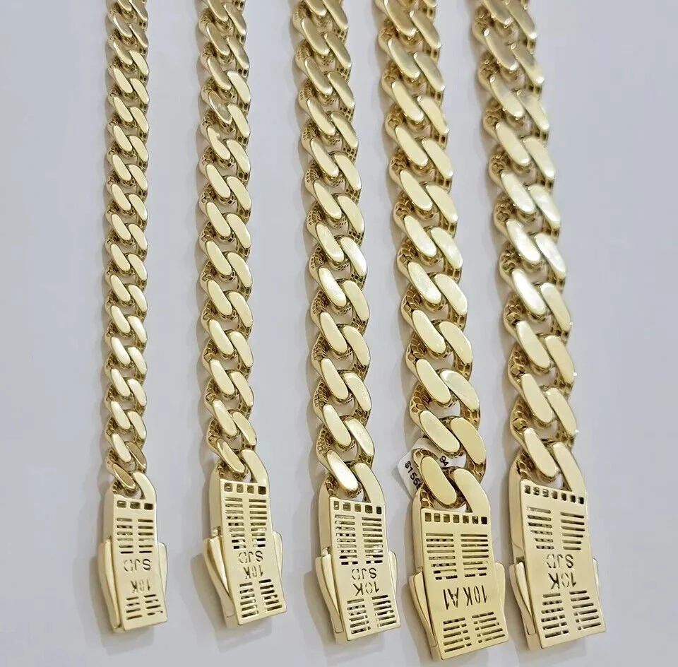 Real 10k Cuban Monaco Chain Necklace Gold Link Royal  7mm-15mm 20"-26" - Image 6