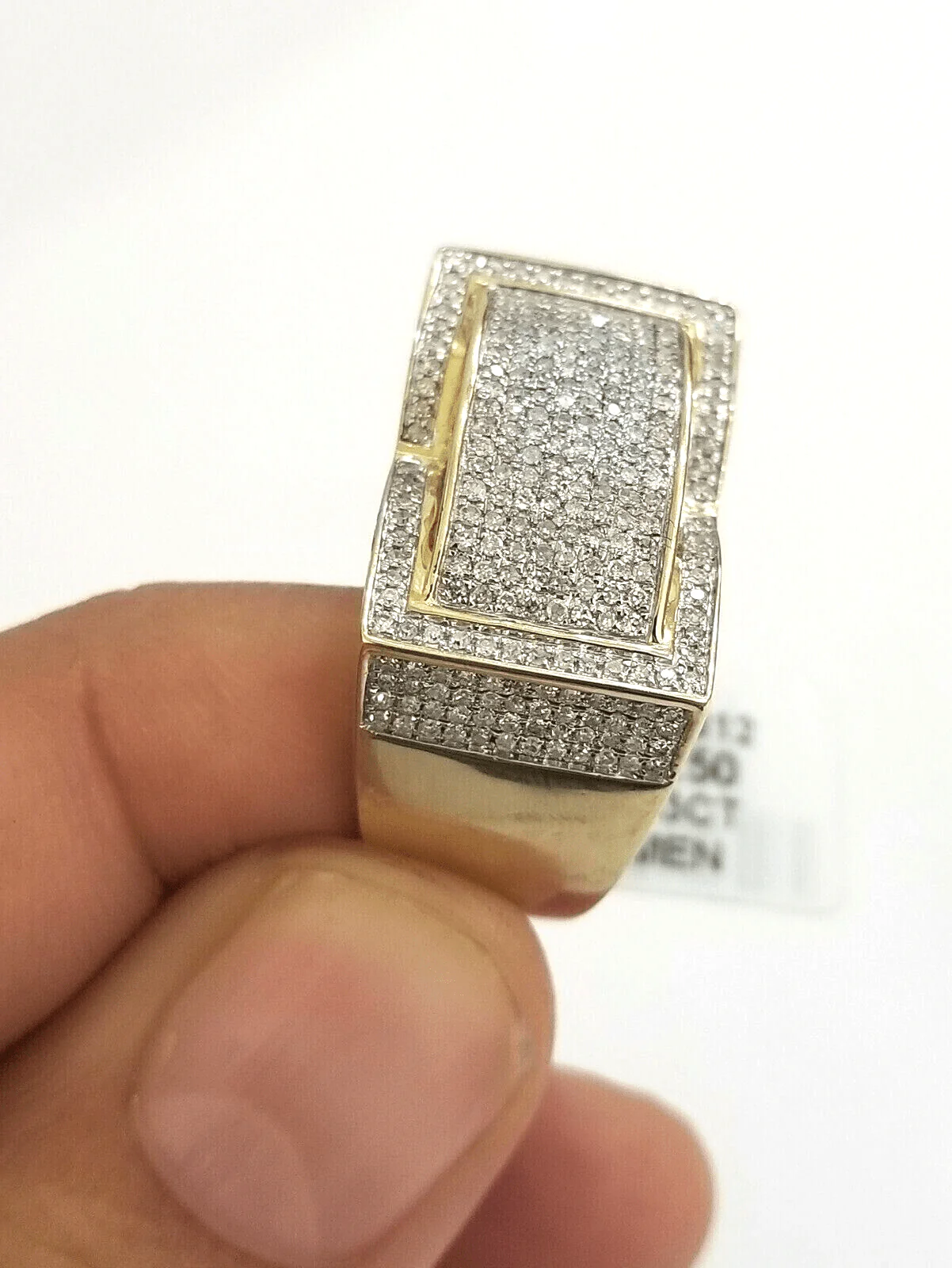 Real 10k Diamond Ring Men 10kt Yellow Gold 0.80 Natural Diamond Pave Casual Ring All Sizes - Image 3