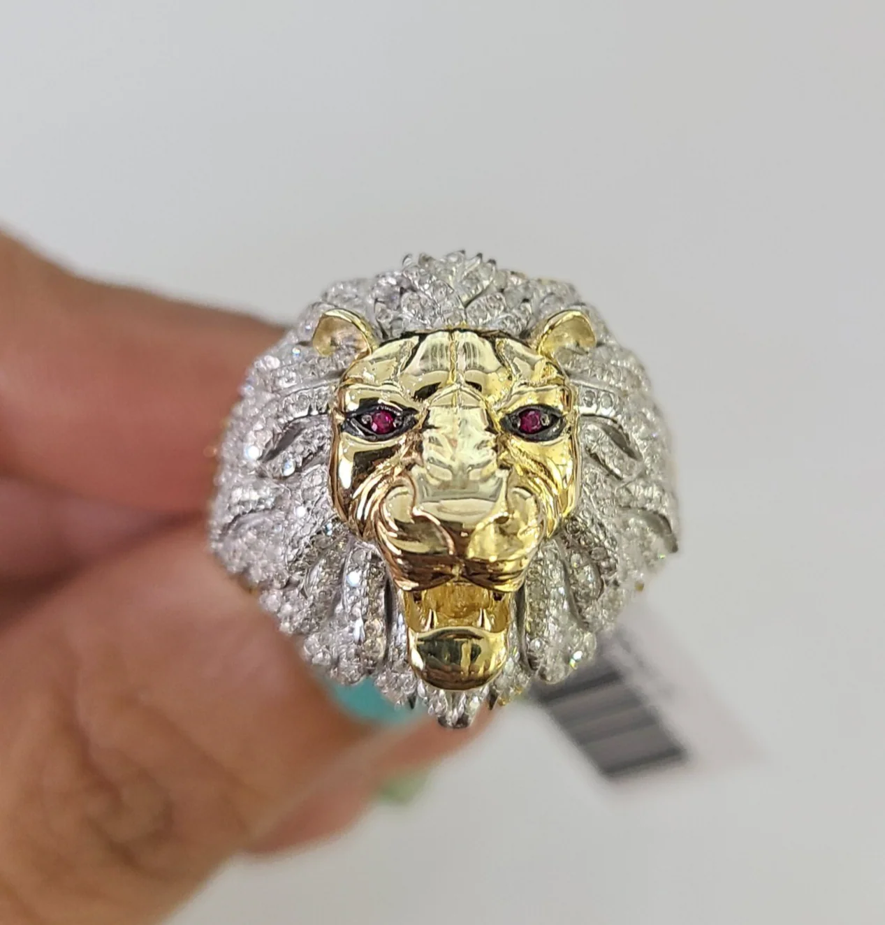Real 10k Diamond Ring Roaring Lion Men 10kt Yellow Gold Casual Ring All Sizes