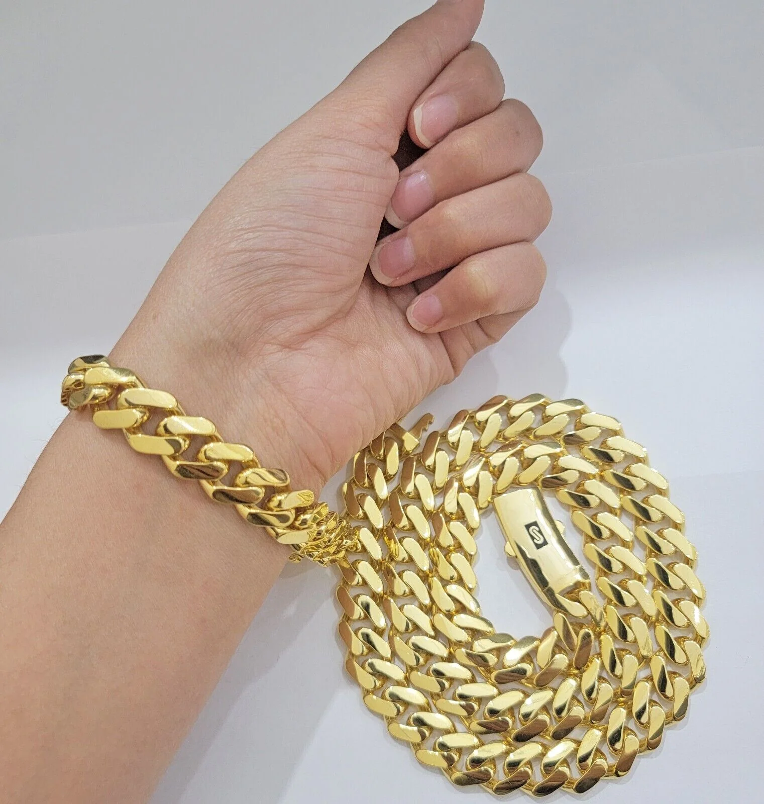 Real 10k Gold 15mm Mens Chain Royal Link Miami Cuban Monaco 24" Plain Necklace - Image 5