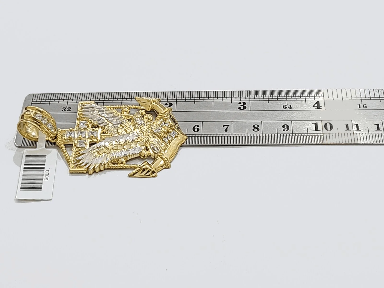 Real 10k Gold Anchor Eagle Bird Charm 2'' Pendant 10kt Yellow Gold Men Women - Image 4