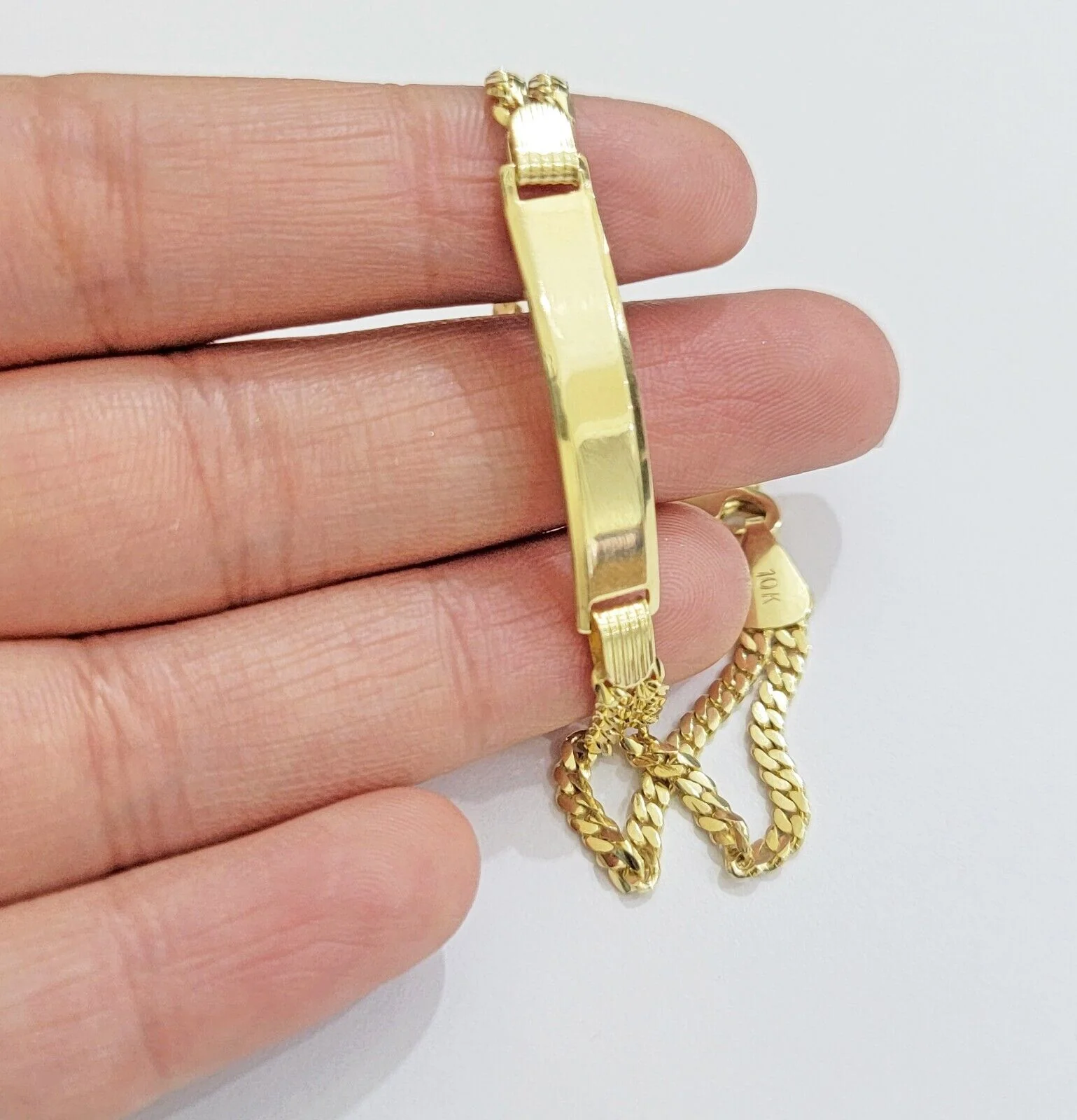 REAL 10k Gold Baby Bracelet ID Miami Cuban Link 5mm 6 Inch Kids SOLID , STRONG - Image 4