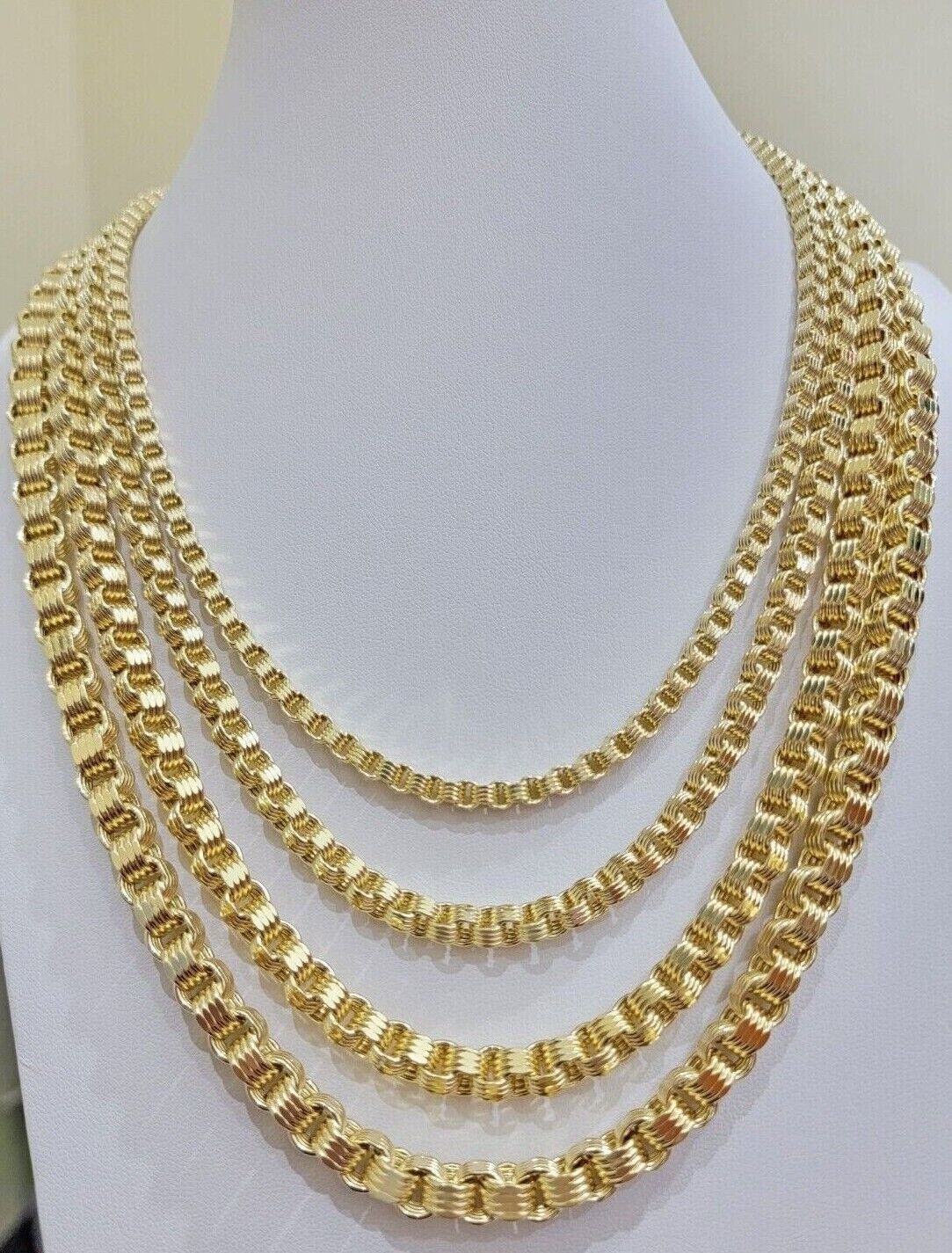 Real 10k Gold Box Byzantine Chain Necklace 20"-28" Inch 4mm 5mm 6mm 7mm 10kt Men - Image 11