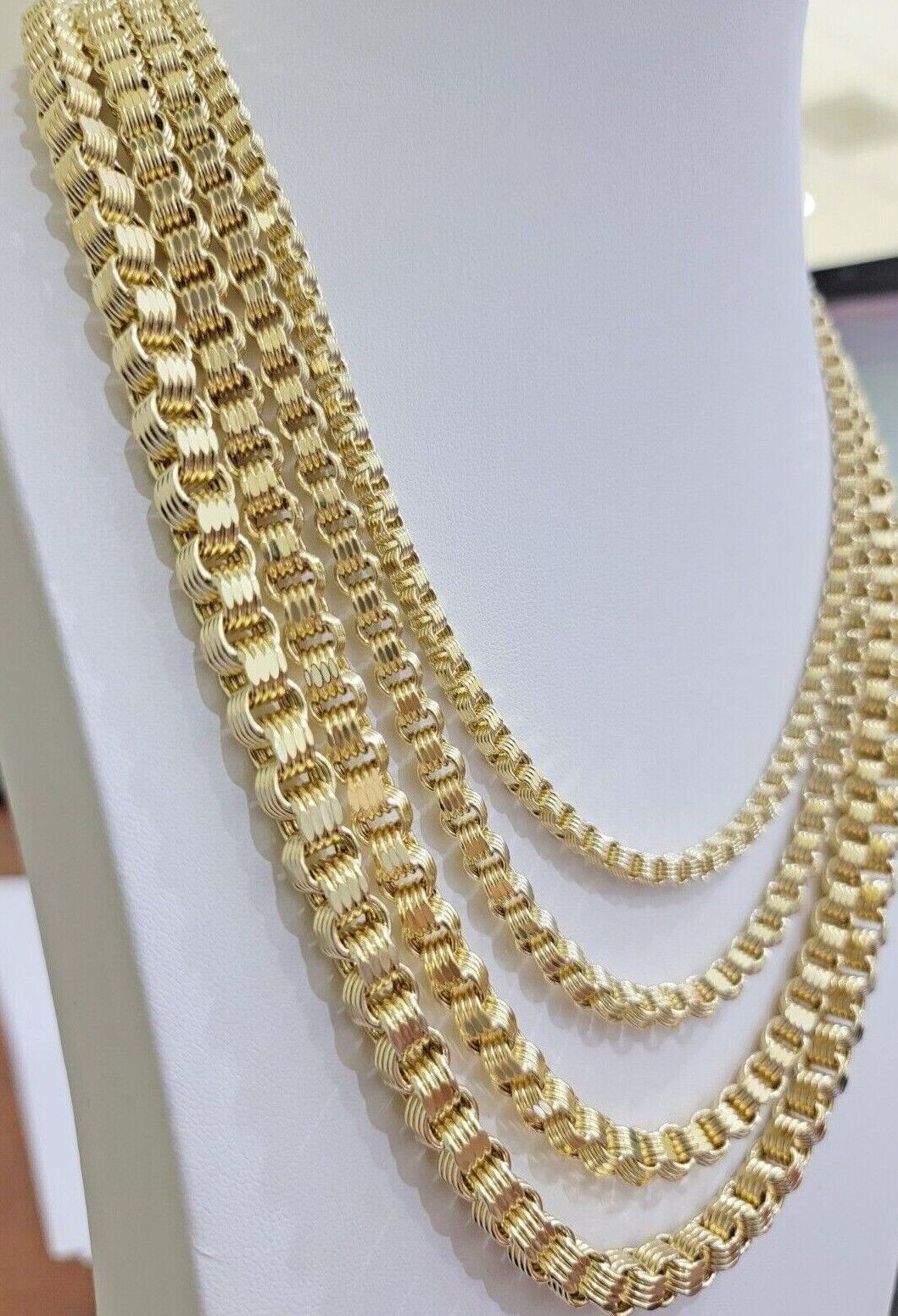 Real 10k Gold Box Byzantine Chain Necklace 20"-28" Inch 4mm 5mm 6mm 7mm 10kt Men - Image 12
