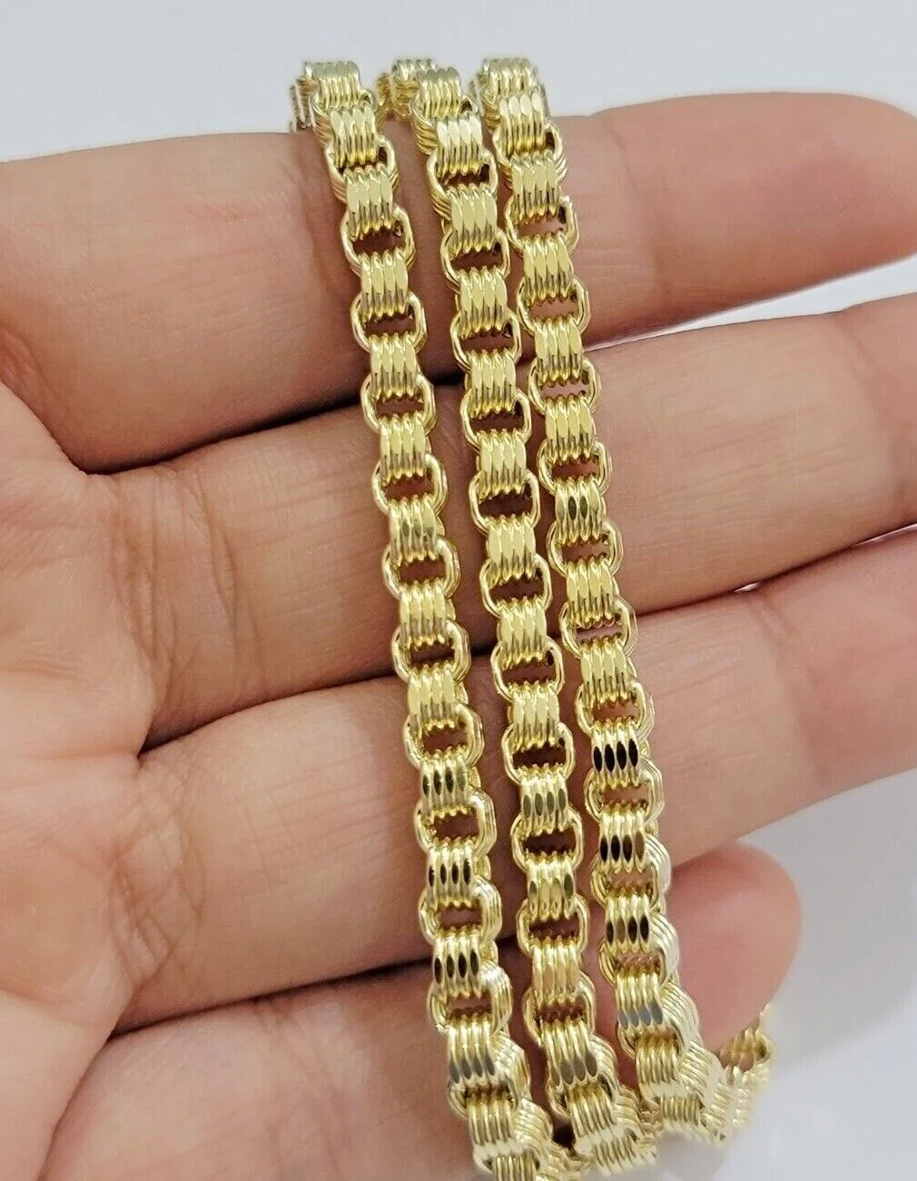 Real 10k Gold Box Byzantine Chain Necklace 20"-28" Inch 4mm 5mm 6mm 7mm 10kt Men - Image 2