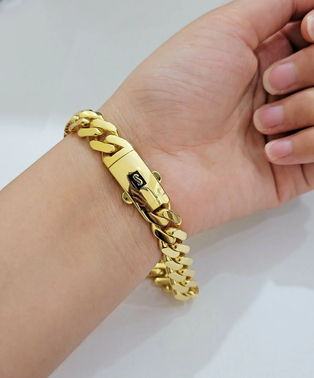 Real 10k Gold Bracelet 11mm Miami Cuban Royal Link 8" Shiny Plain Moneco, Men's - Image 5