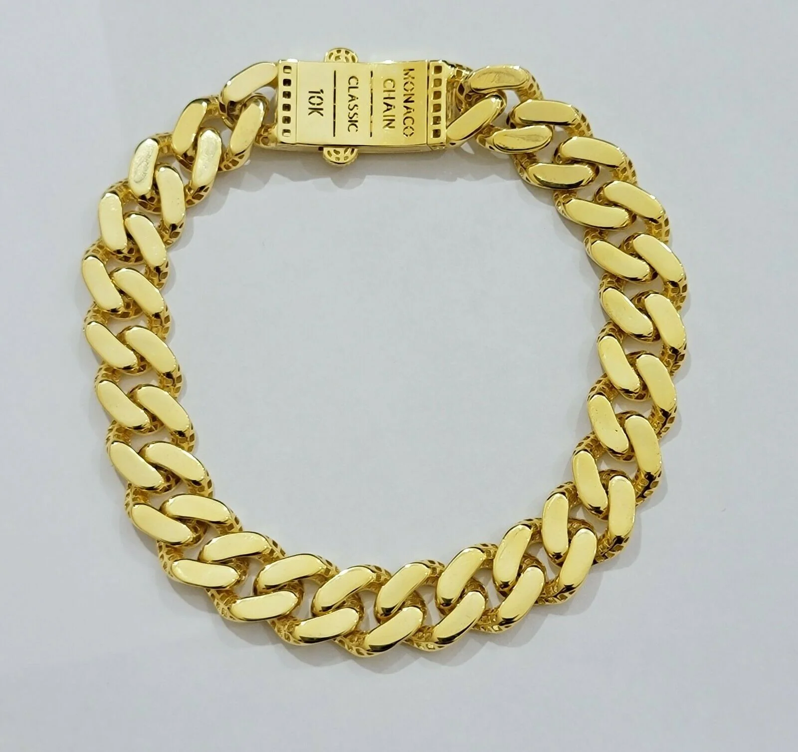Real 10k Gold Bracelet 13mm Miami Cuban Royal Link 8.5" Shiny Plain Monaco,10kt - Image 8