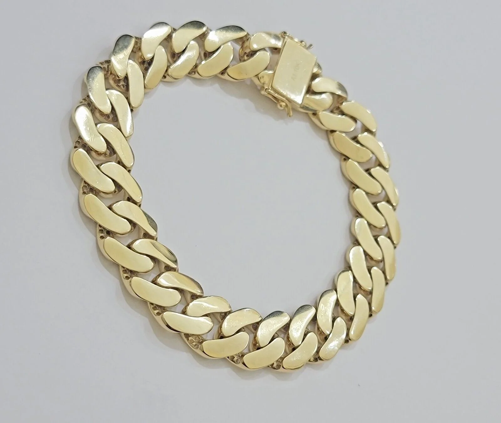 Real 10k Gold Bracelet 14mm Royal Miami Cuban Link 9 inch Men's 10kt Yellow Gold - Image 3