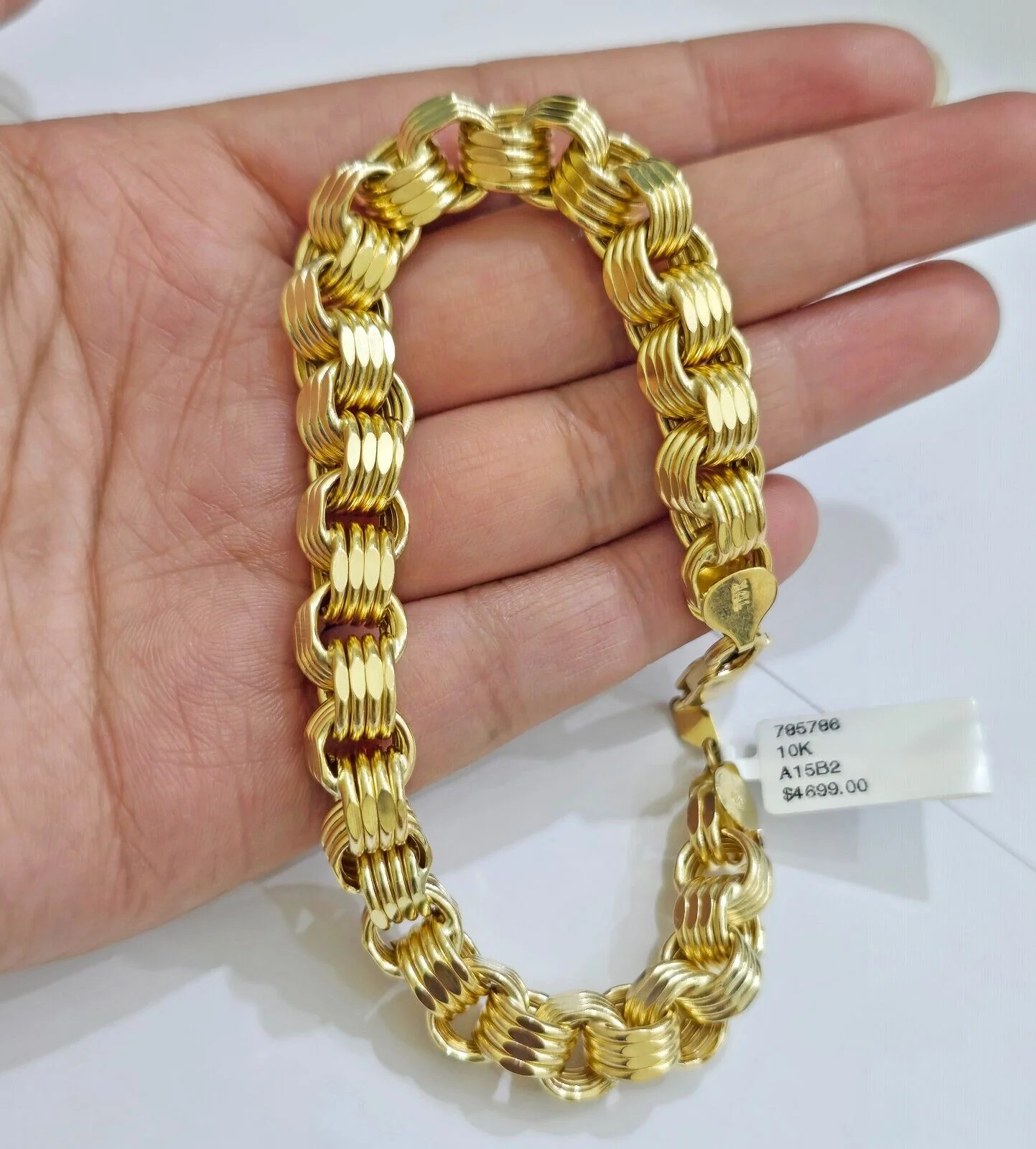 Real 10k Gold Bracelet Byzantine Box 8 Inch 8.5mm 10kt Yellow Gold Men's Genuine - Image 3