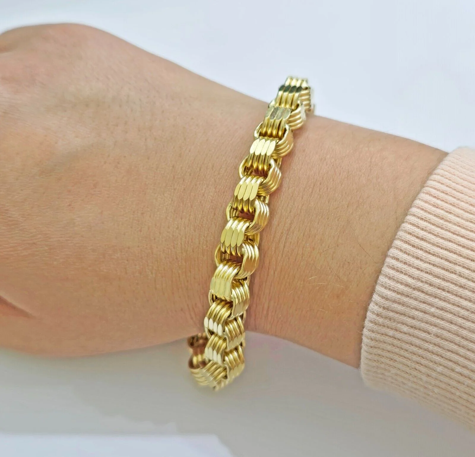 Real 10k Gold Bracelet Byzantine Box 8 Inch 8.5mm 10kt Yellow Gold Men's Genuine - Image 4