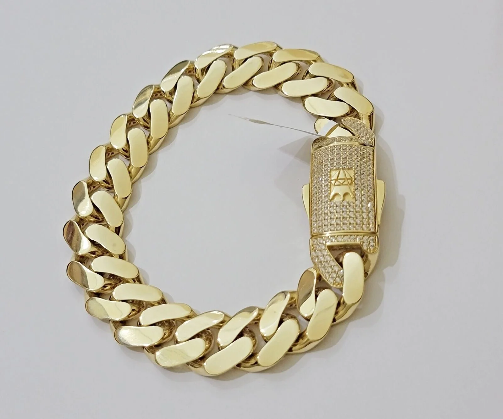Real 10k Gold Bracelet Mens 9 inch 15mm Royal Cuban Link  10kt Yellow Gd CZ Lock - Image 5