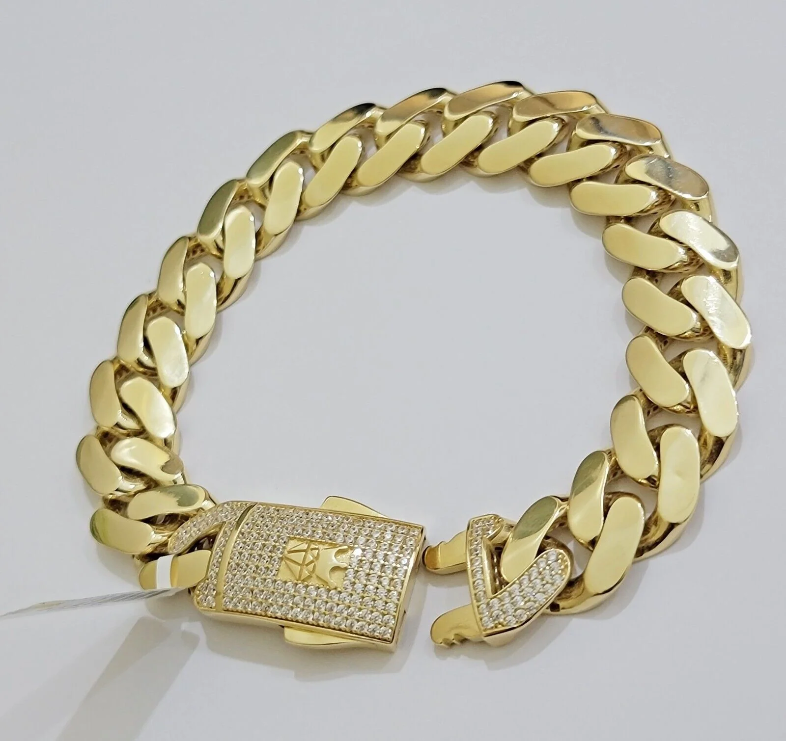 Real 10k Gold Bracelet Mens 9 inch 15mm Royal Cuban Link  10kt Yellow Gd CZ Lock - Image 7