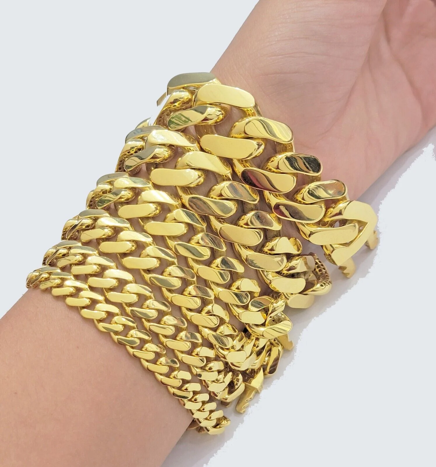 Real 10k Gold Bracelet Royal Cuban Link Monaco 8mm-20mm 8-9" 10kt Yellow Gold - Image 3