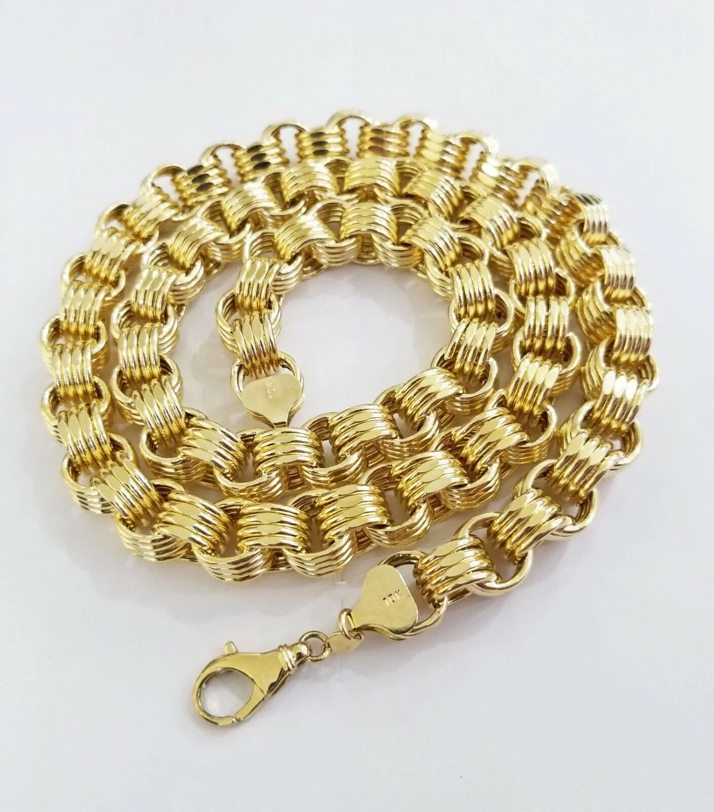 Real 10k Gold Byzantine Chain 11mm 26" Inch Men's yellow gold necklace 10kt - Image 2