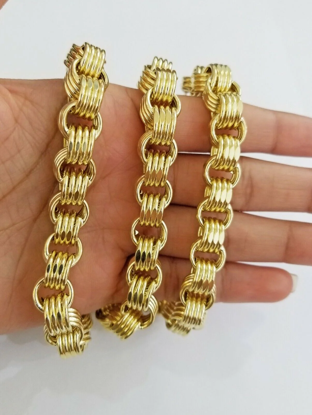 Real 10k Gold Byzantine Chain 11mm 26" Inch Men's yellow gold necklace 10kt - Image 5