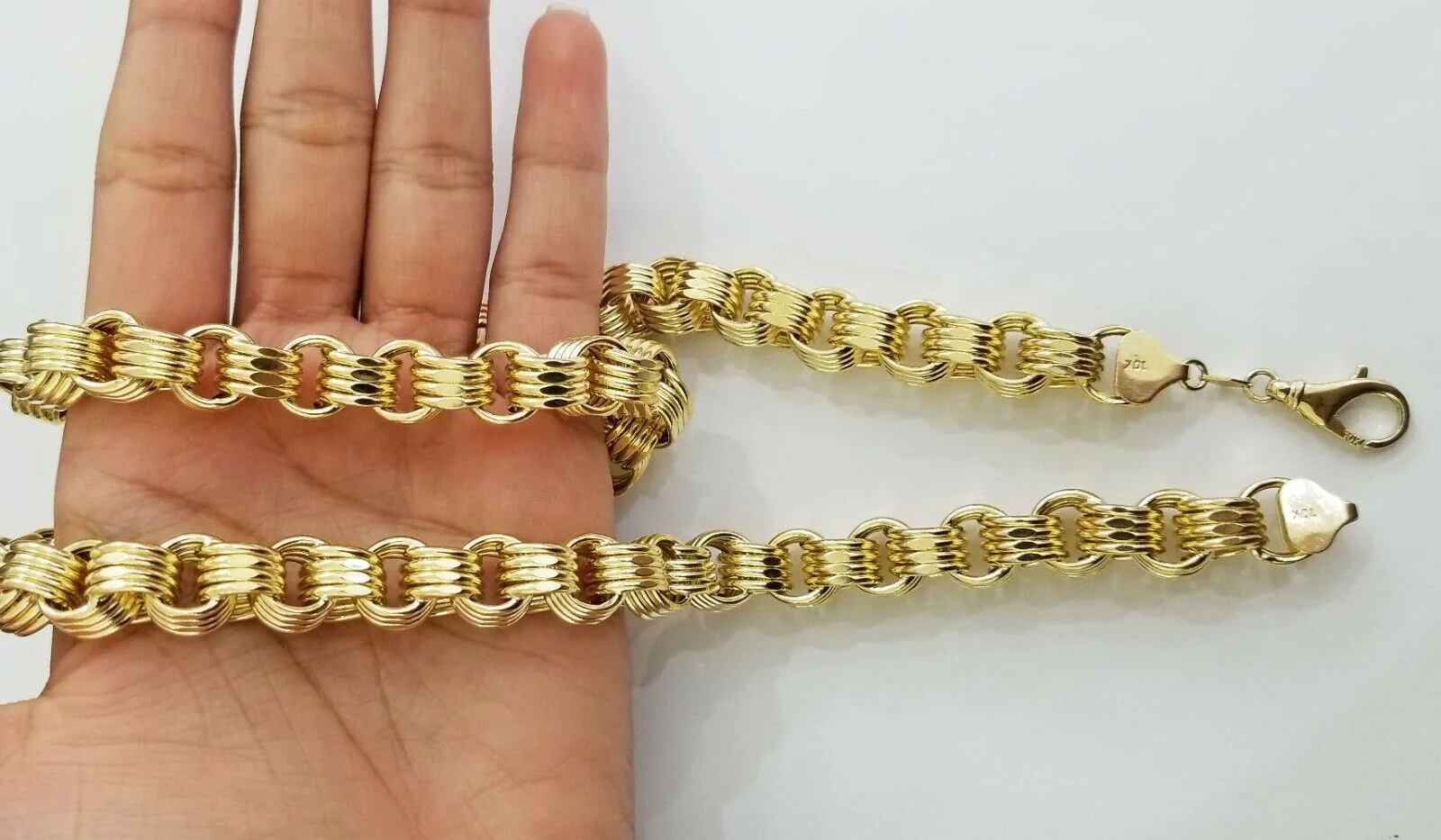 Real 10k Gold Byzantine Chain 11mm 26" Inch Men's yellow gold necklace 10kt - Image 7