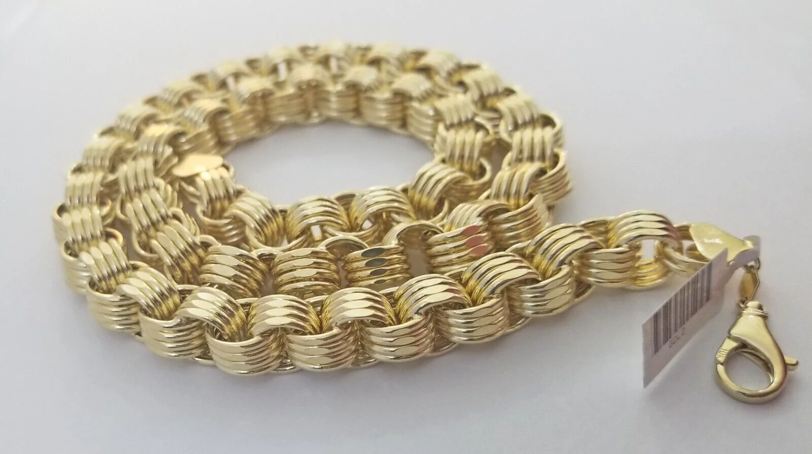 Real 10k Gold Byzantine Chain 11mm necklace 24" Men's 10kt yellow gold Box Chain - Image 5