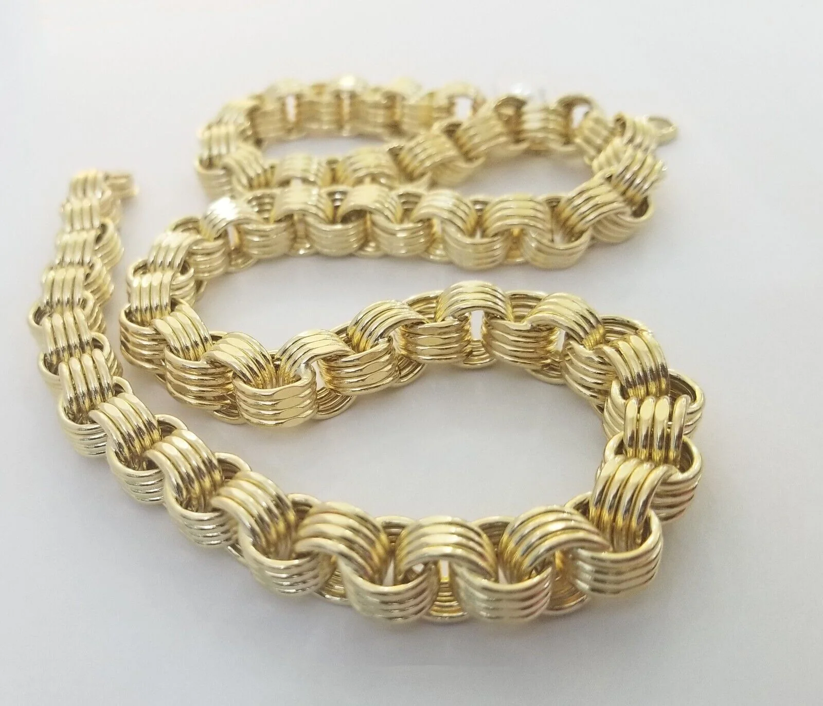 Real 10k Gold Byzantine Chain 11mm necklace 24" Men's 10kt yellow gold Box Chain - Image 6
