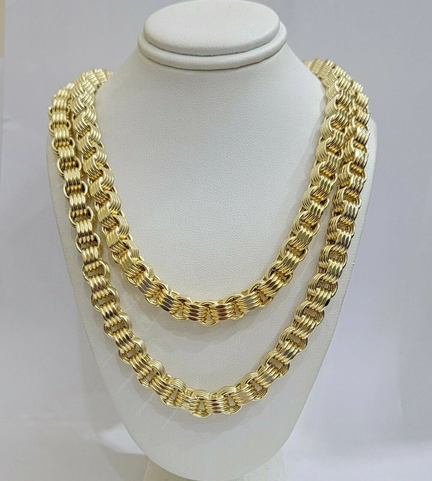 Real 10k Gold Byzantine Chain Necklace 8mm 22" 24" 26" 28" 30" 10kt Yellow Gold - Image 10