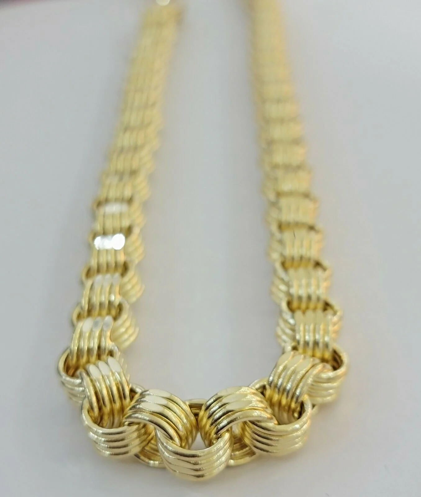 Real 10k Gold Byzantine Chain Necklace 8mm 22" 24" 26" 28" 30" 10kt Yellow Gold - Image 4