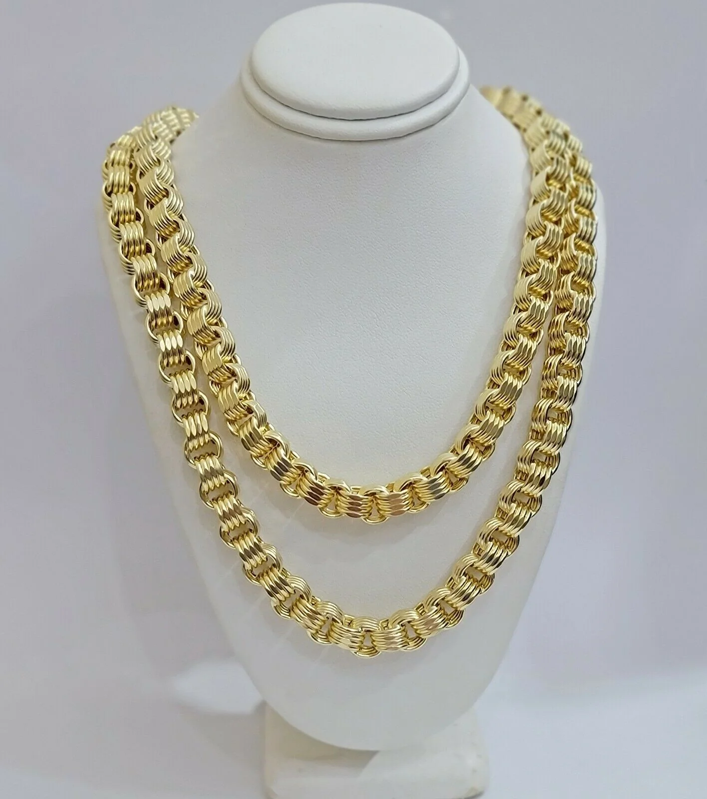 Real 10k Gold Byzantine Chain Necklace 8mm 22" 24" 26" 28" 30" 10kt Yellow Gold - Image 6