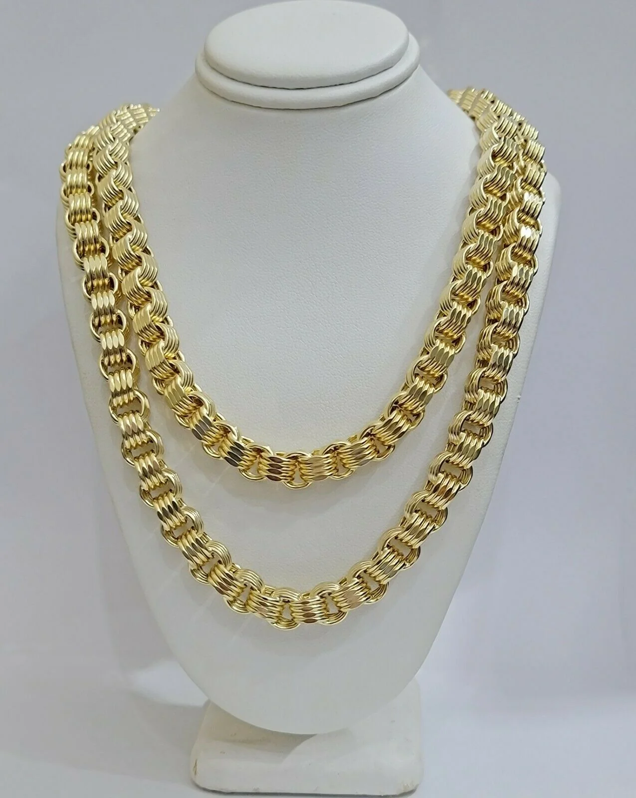 Real 10k Gold Byzantine Chain Necklace 8mm 22" 24" 26" 28" 30" 10kt Yellow Gold - Image 7
