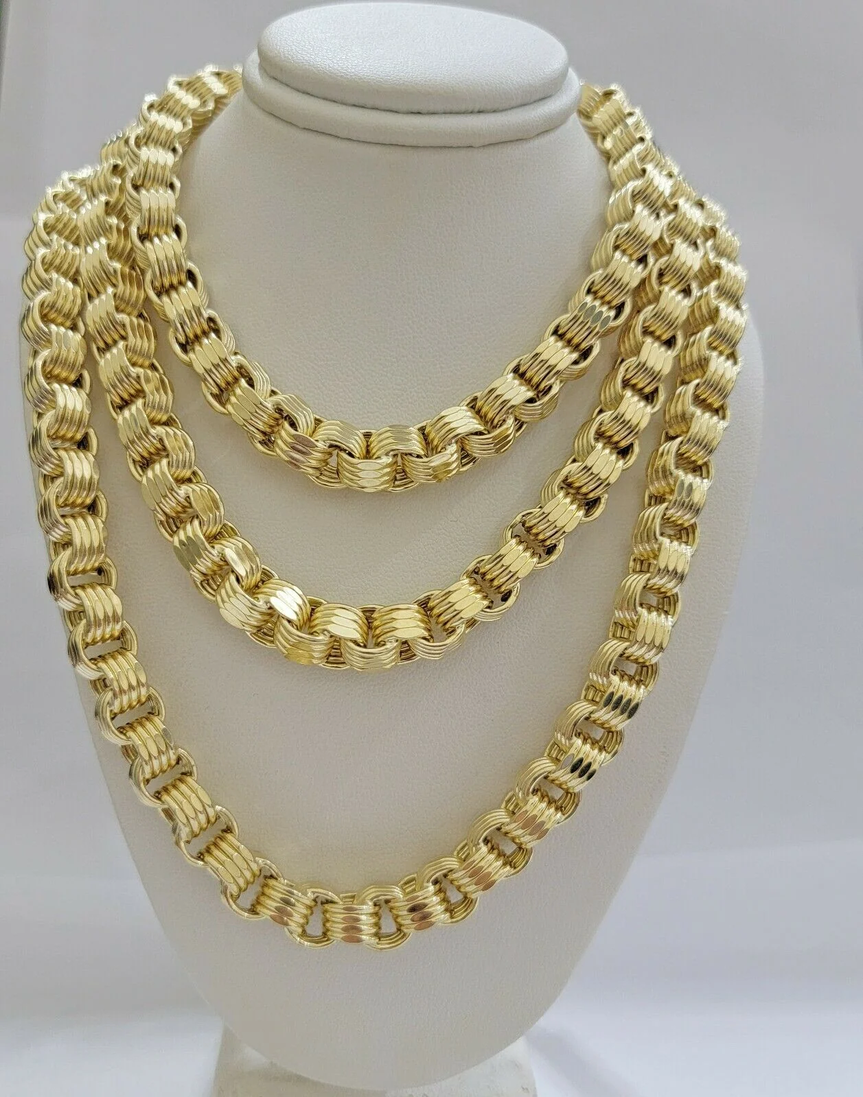 Real 10k Gold Byzantine Chain Necklace 8mm 24" Inch long Men's 10kt Yellow Gold - Image 5