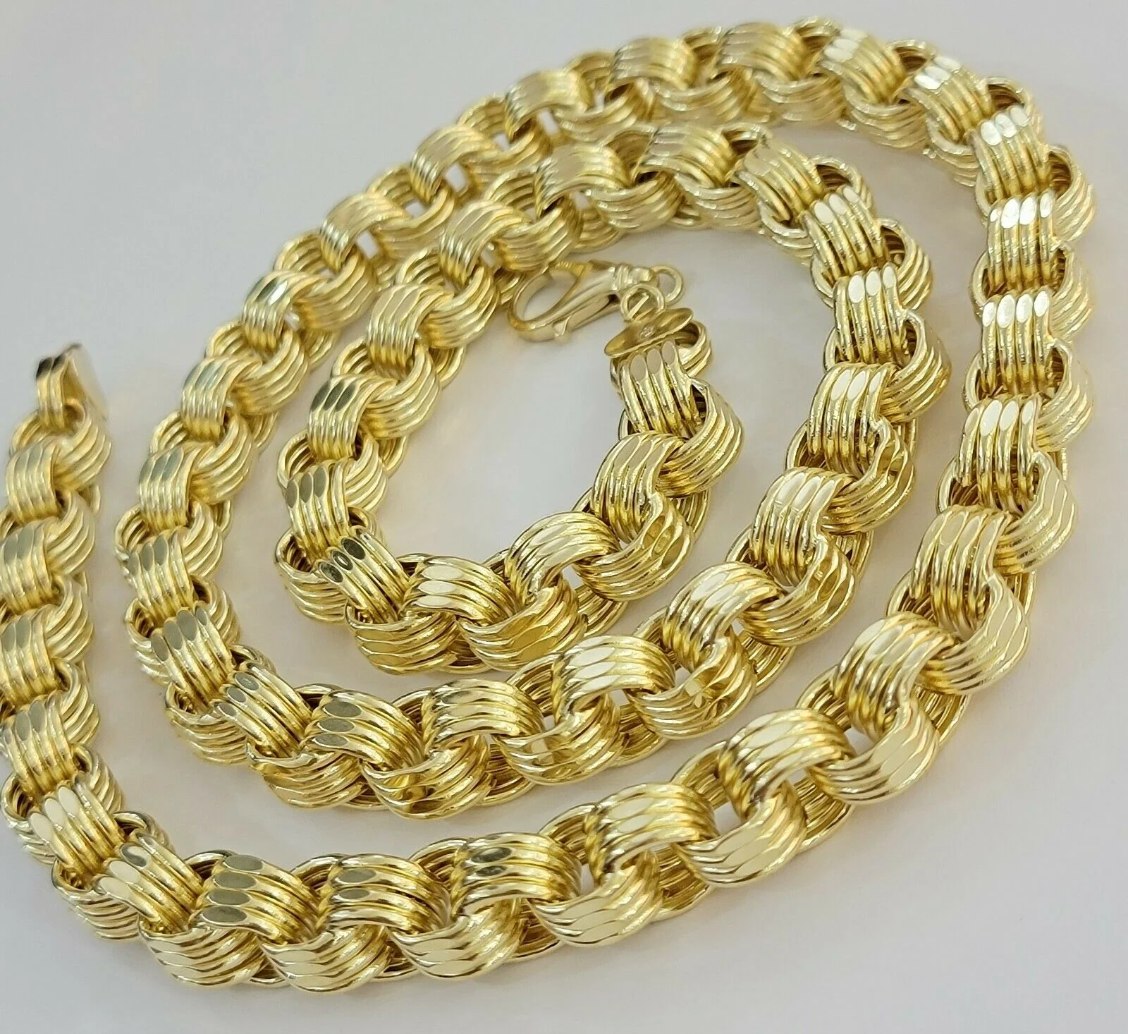 Real 10k Gold Byzantine Chain Necklace 8mm 24" Inch long Men's 10kt Yellow Gold - Image 6