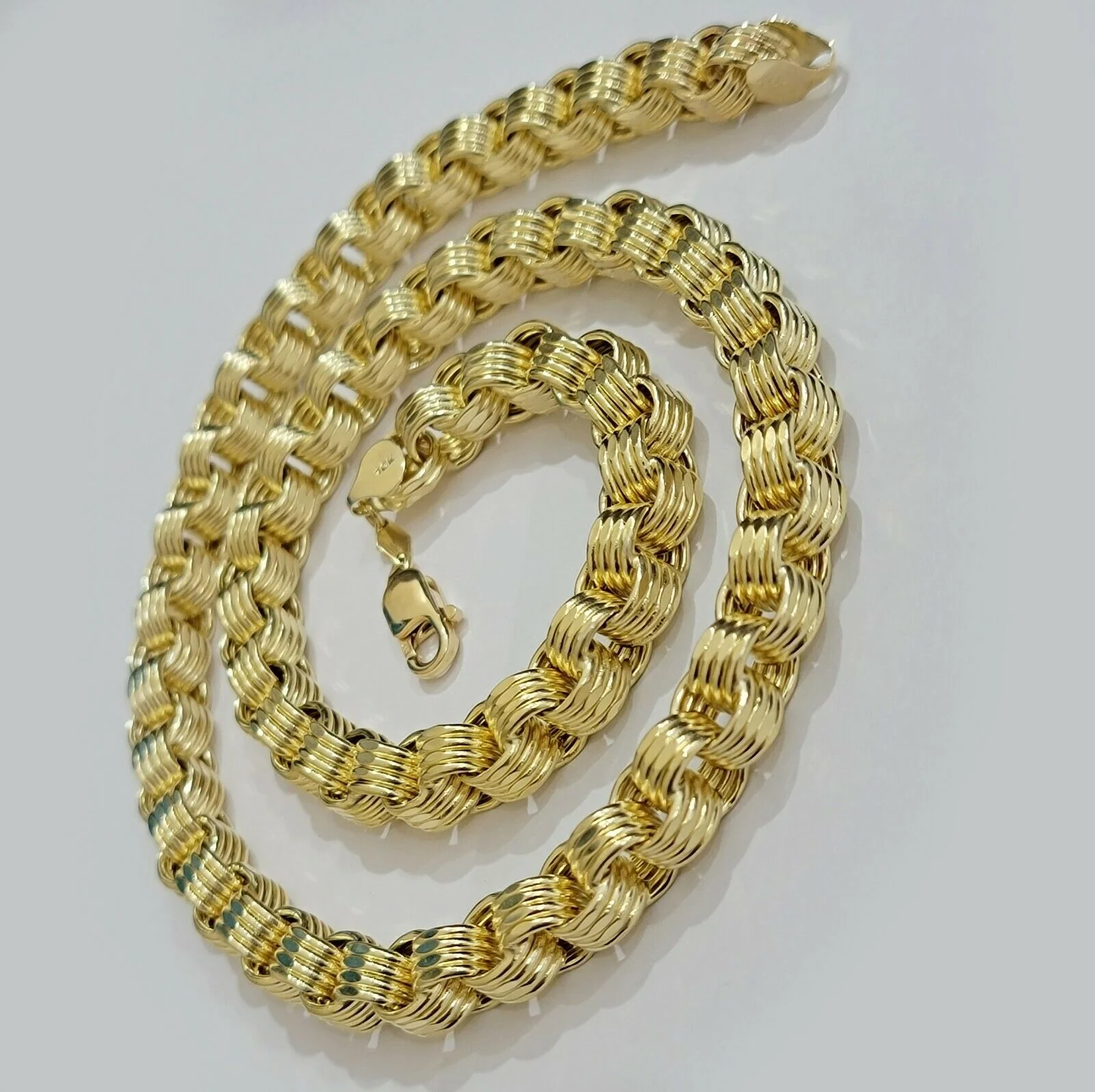 Real 10k Gold Byzantine Chain Necklace 8mm 30" Long 10kt Yellow Gold,Thick shiny - Image 10