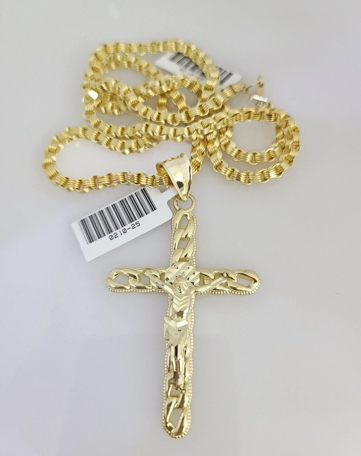 Real 10k Gold Byzantine Necklace Cross Pendant SET Chain 20-30" 3mm - Image 4