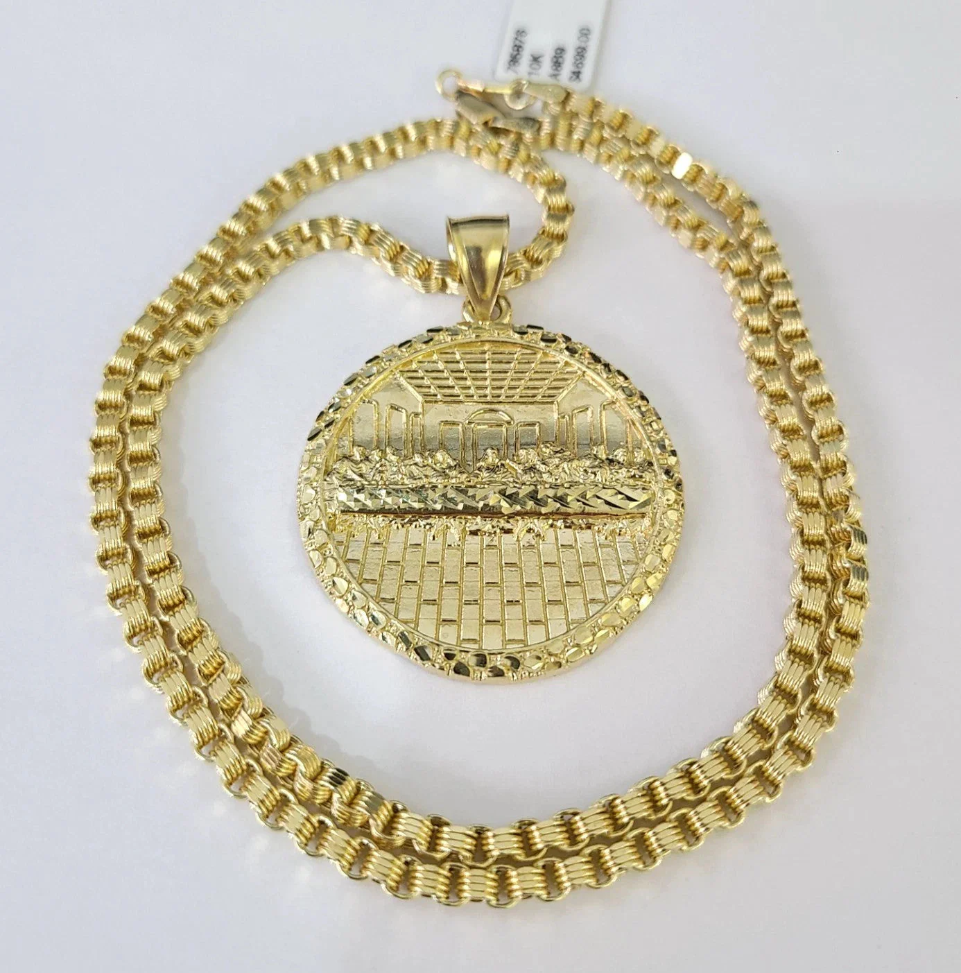 Real 10k Gold Byzantine Necklace Last Supper Nugget 20"-30" 3mm Pendant SET