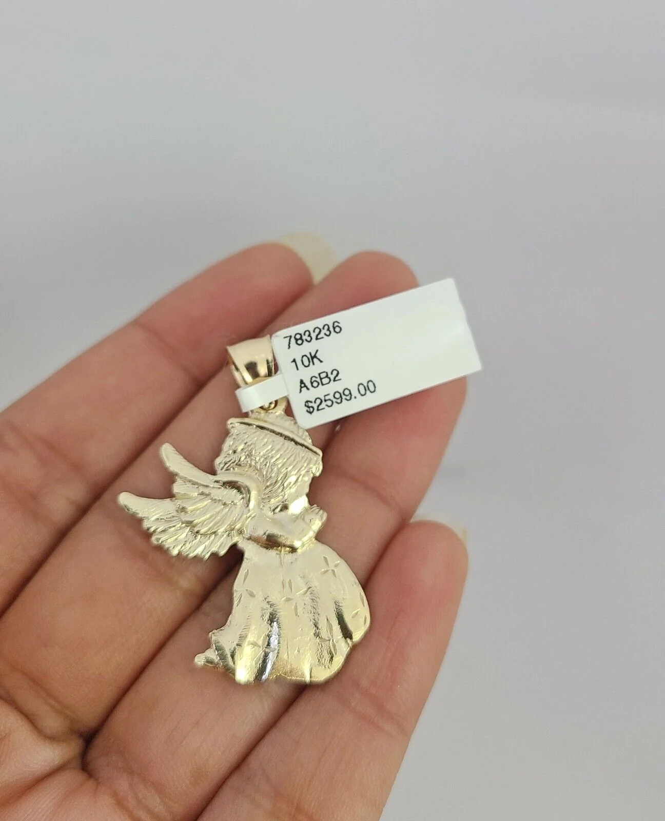 Real 10k Gold Byzantine Necklace Praying Angel Charm SET Chain 20"-30" 3mm - Image 6