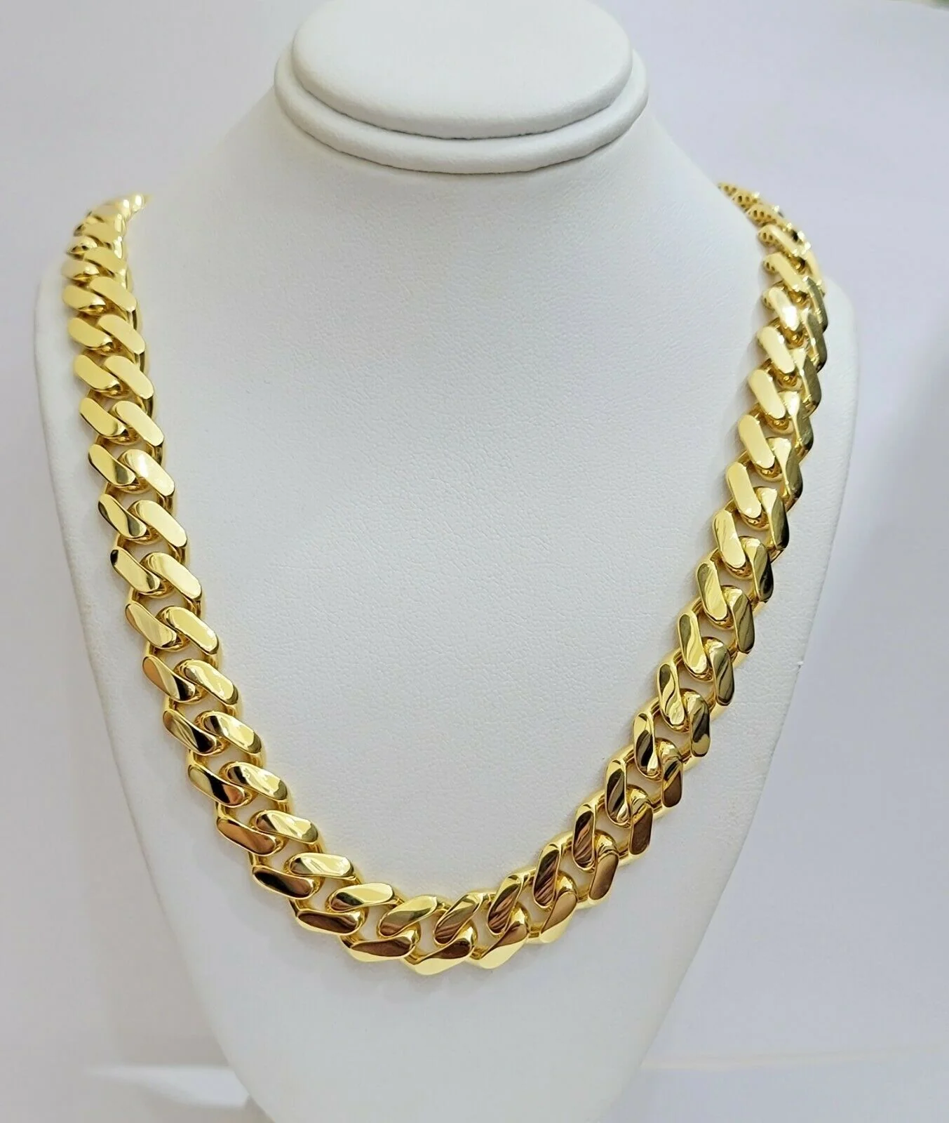 Real 10k Gold Chain 13mm 24" Miami Cuban Royal Link Shiny Plain Necklace Monaco - Image 5