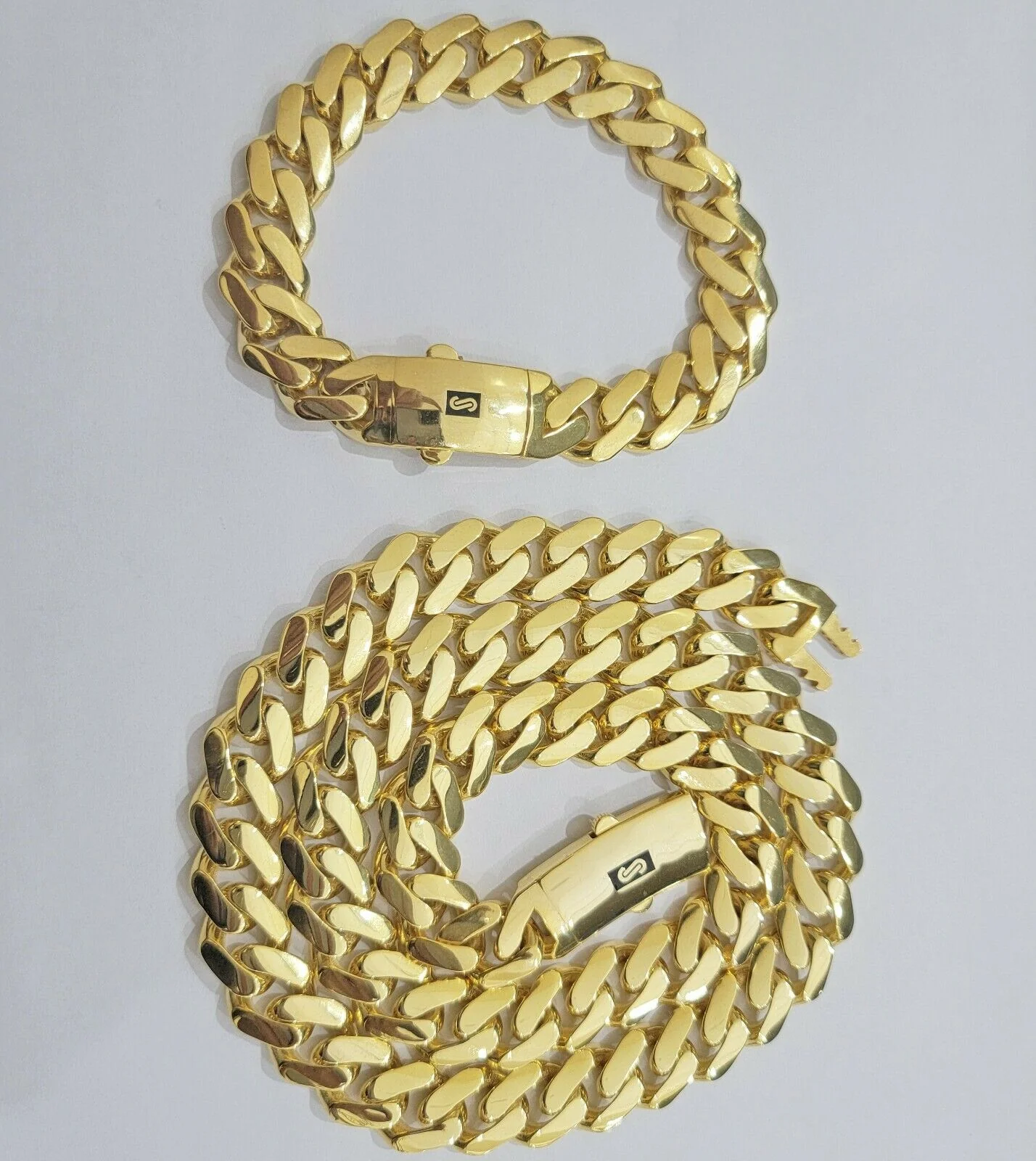 Real 10k Gold Chain 13mm 24" Miami Cuban Royal Link Shiny Plain Necklace Monaco - Image 8