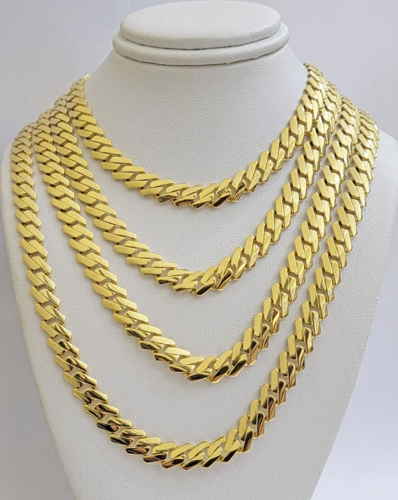 Real 10k Gold chain Cuban Link Monaco necklace 7.5mm 18-24 Inch Box Lock 10KT - Image 3